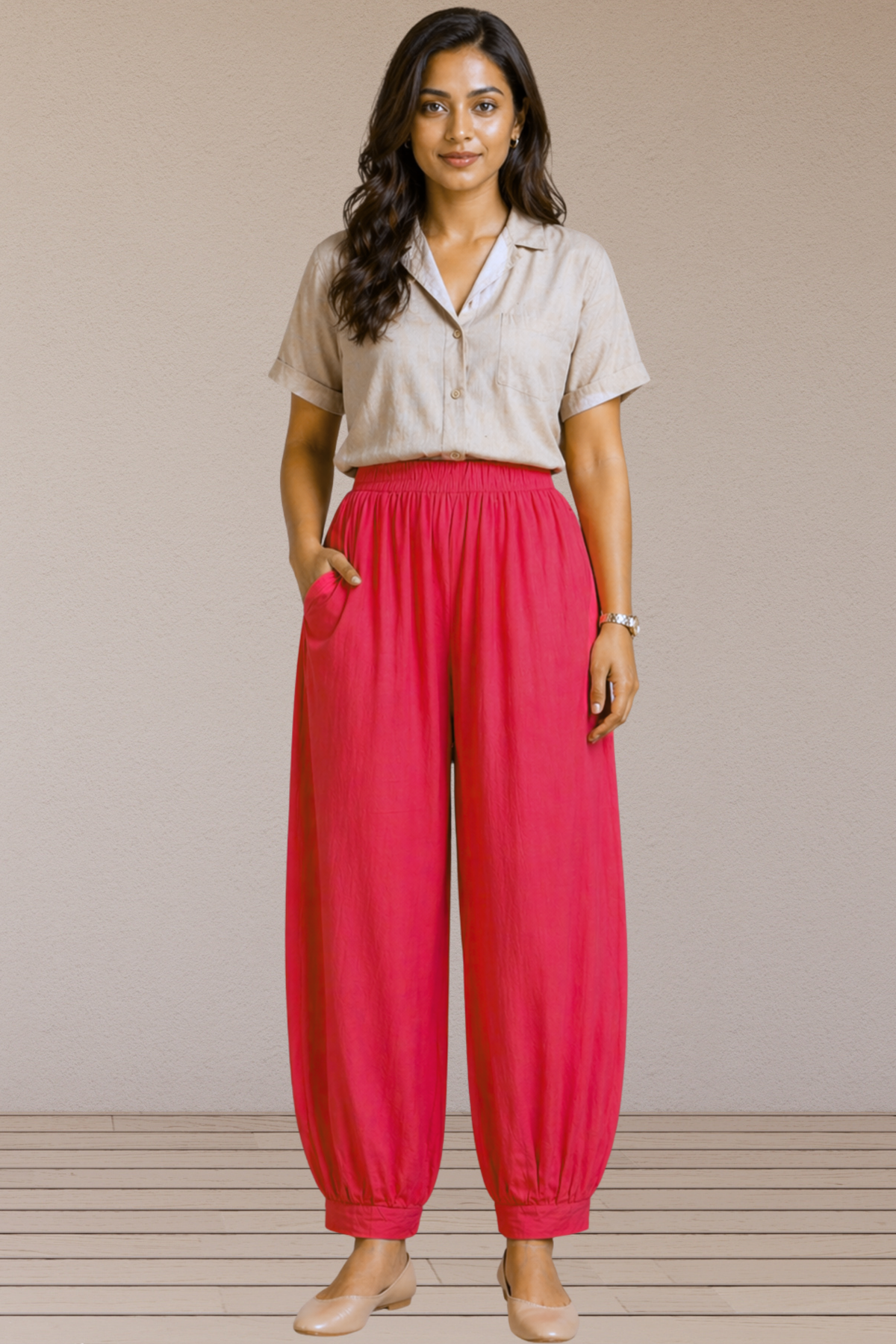 Rose Pink Cotton Afghani Pants