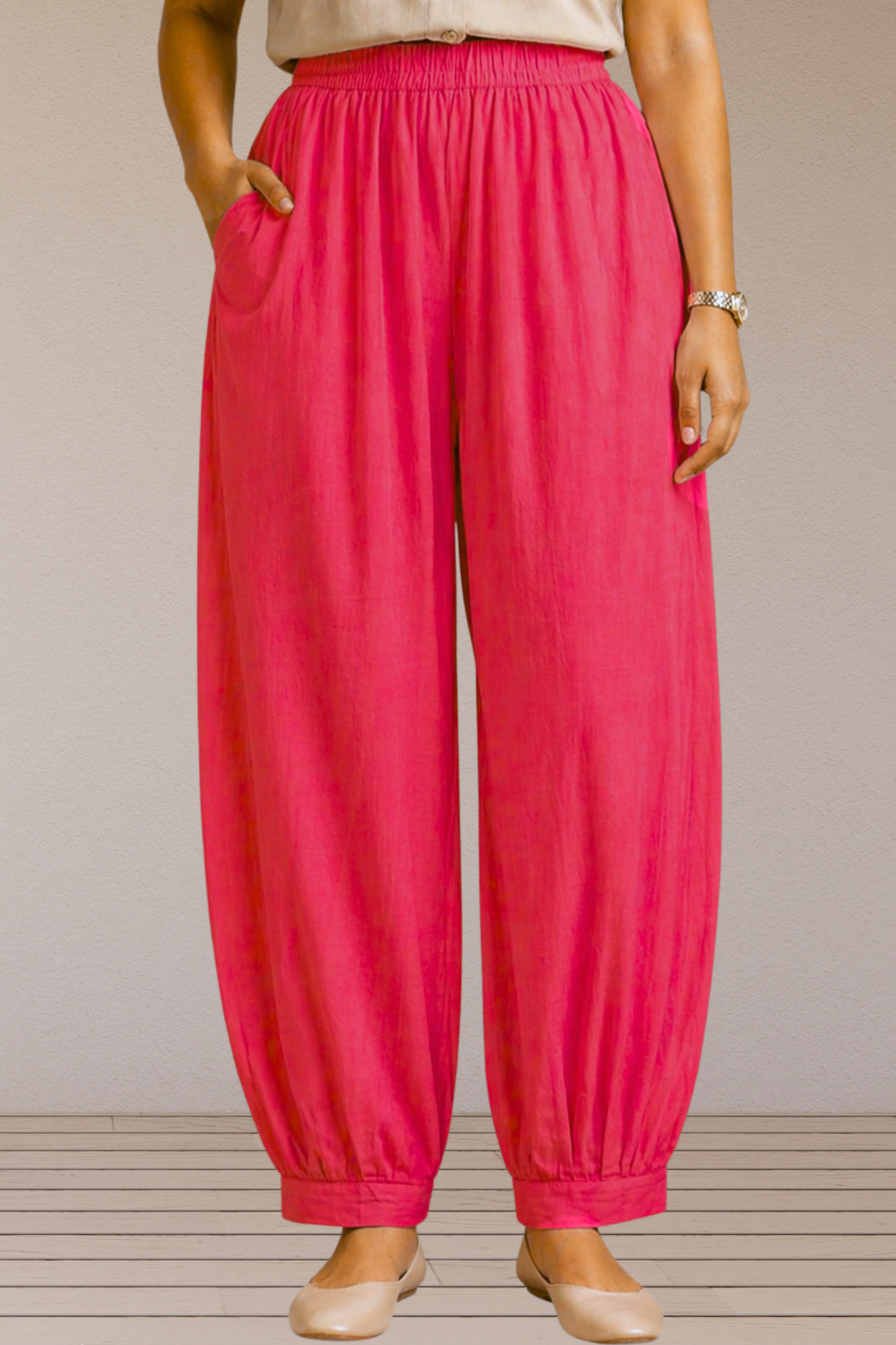 Rose Pink Cotton Afghani Pants