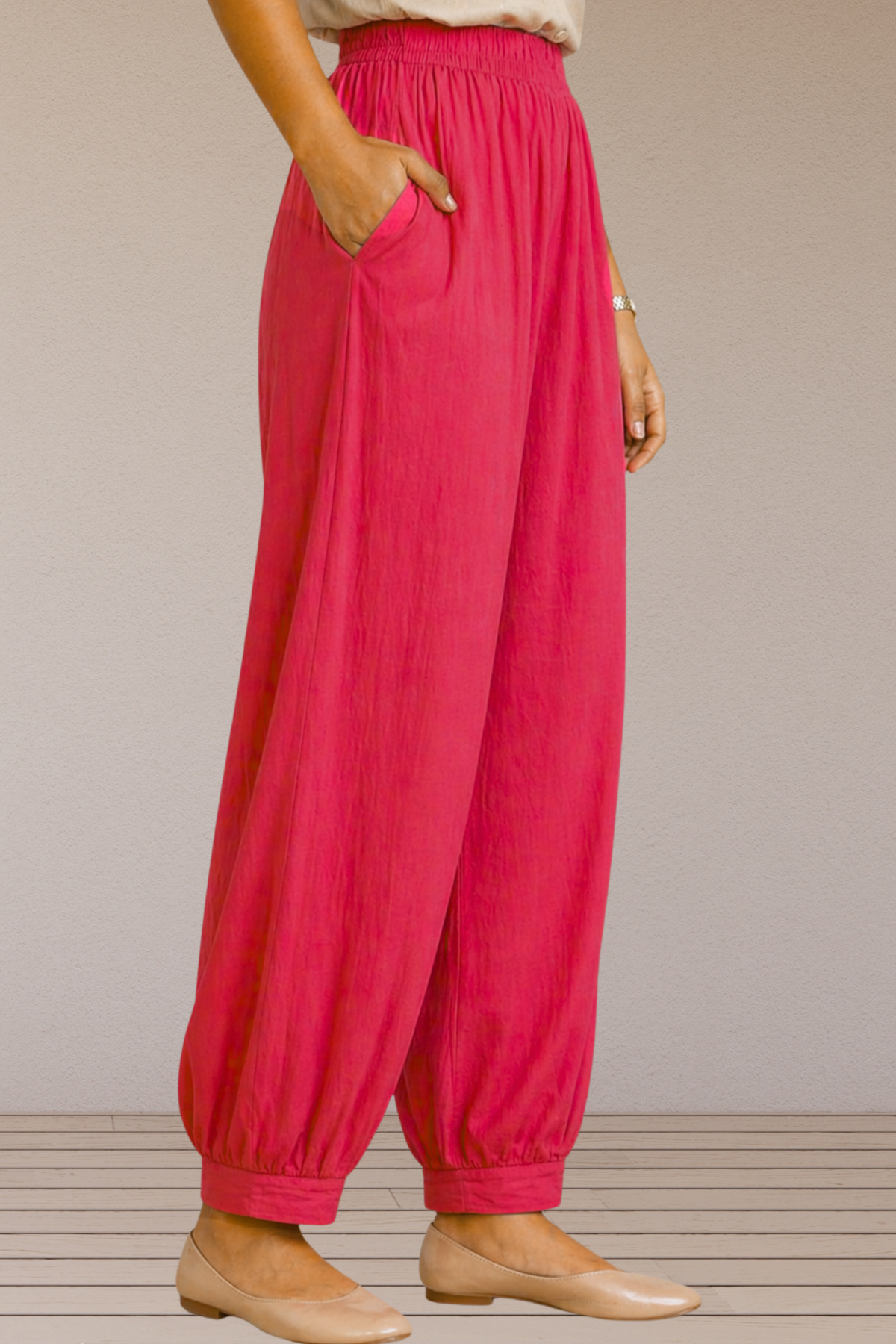 Rose Pink Cotton Afghani Pants
