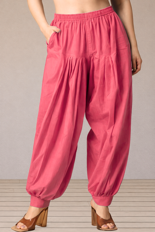 Rose Pink Cotton Afghani Salwar