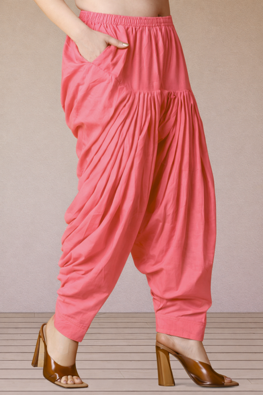 Rose Pink Cotton Patiala Salwar Pants