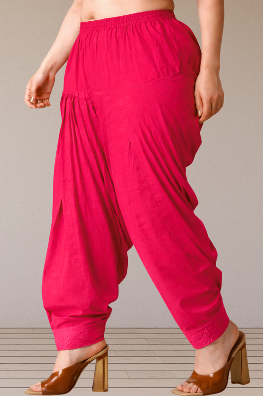 Rose Pink Cotton Patiala Salwar