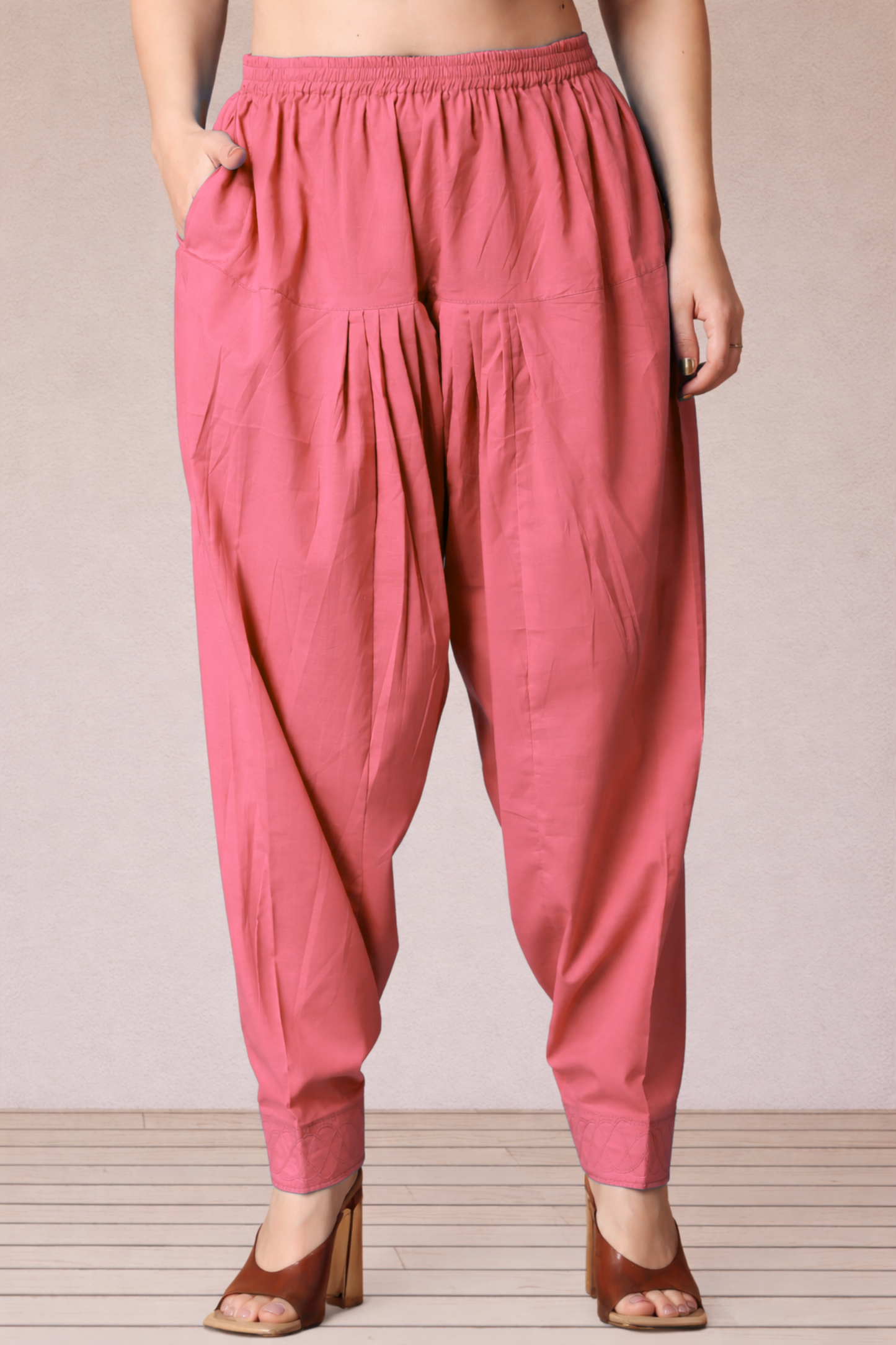 Rose Pink Cotton Straight Salwar