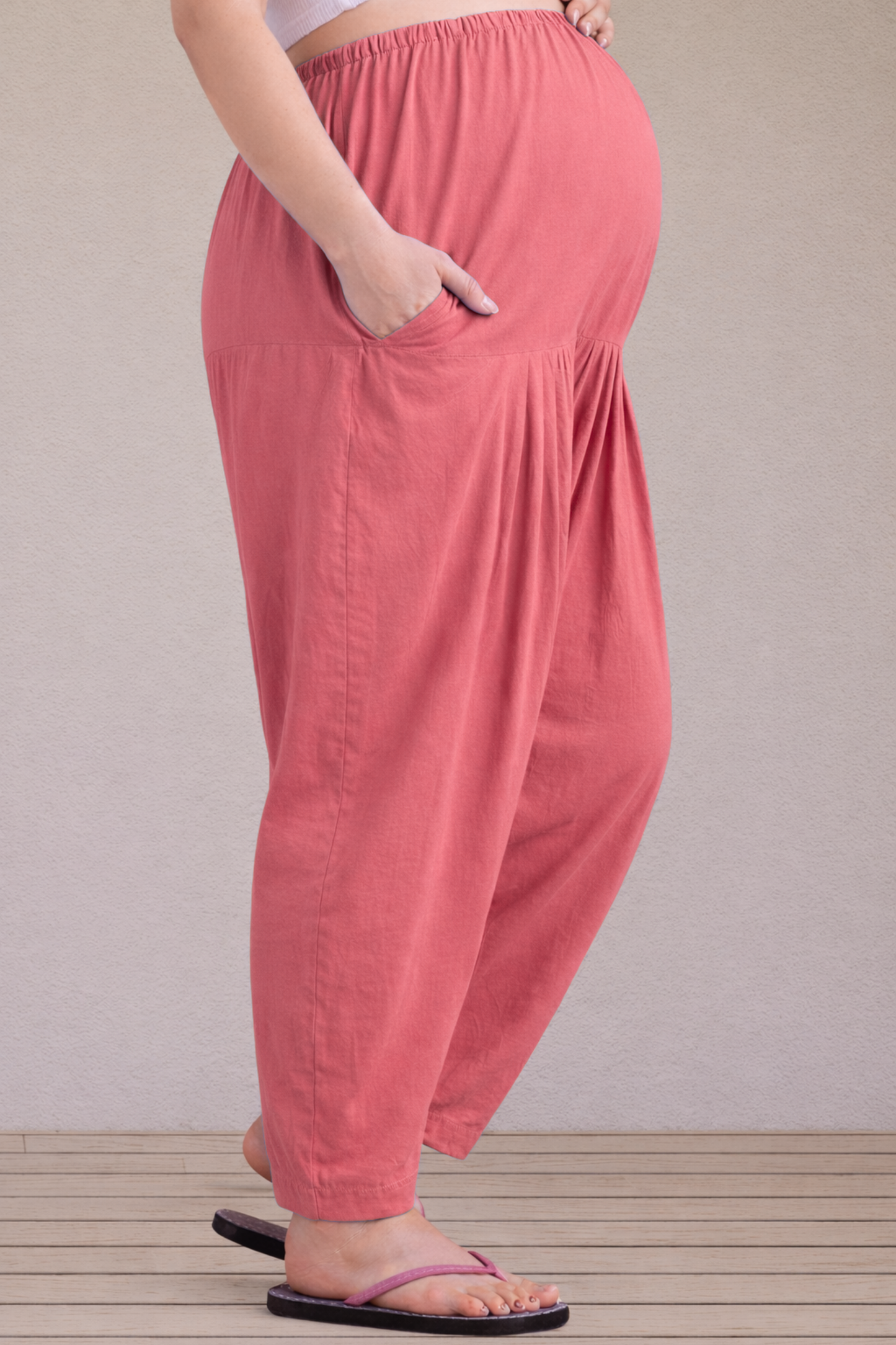 Rose Pink Easy Fit Cotton Maternity Salwar
