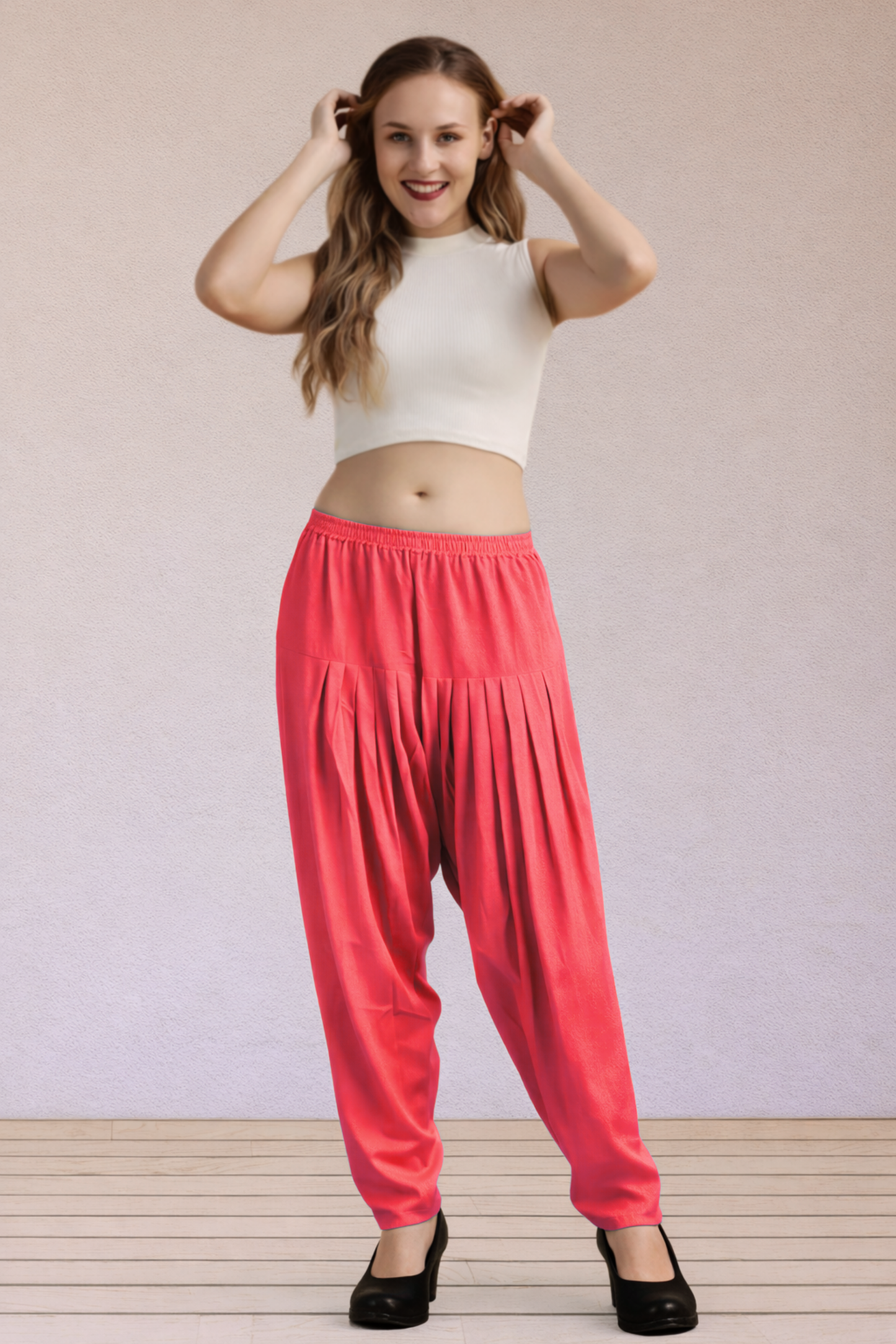 Rose Pink Easy Fit Rayon Salwar