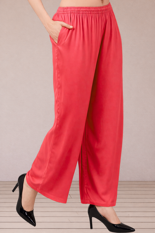Rose Pink Flared Palazzo Pant