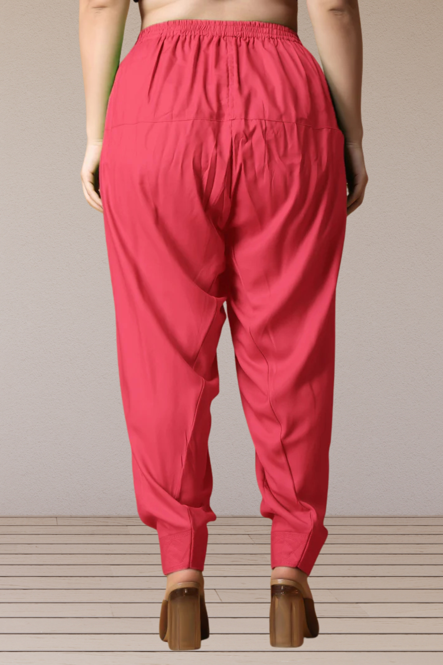 Rose Pink Pleated Rayon Salwar