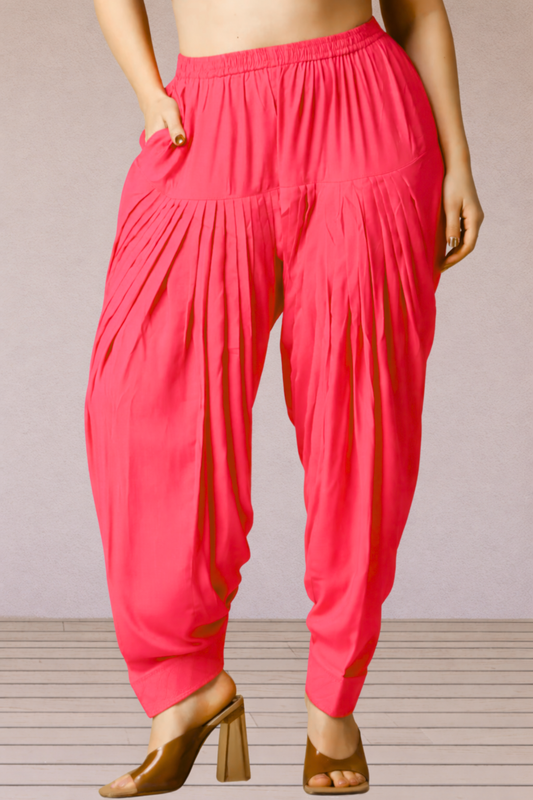 Rose Pink Rayon Patiala Salwar