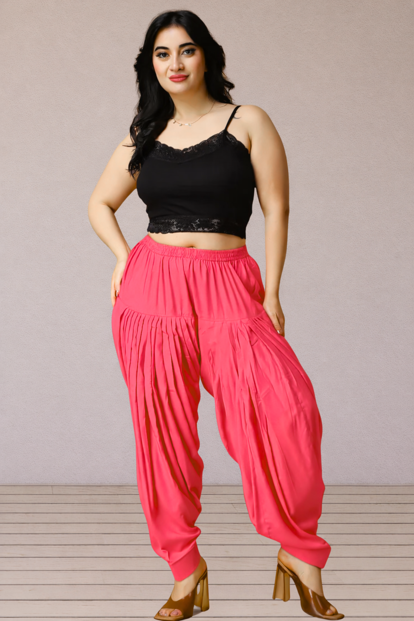 Rose Pink Rayon Patiala Salwar