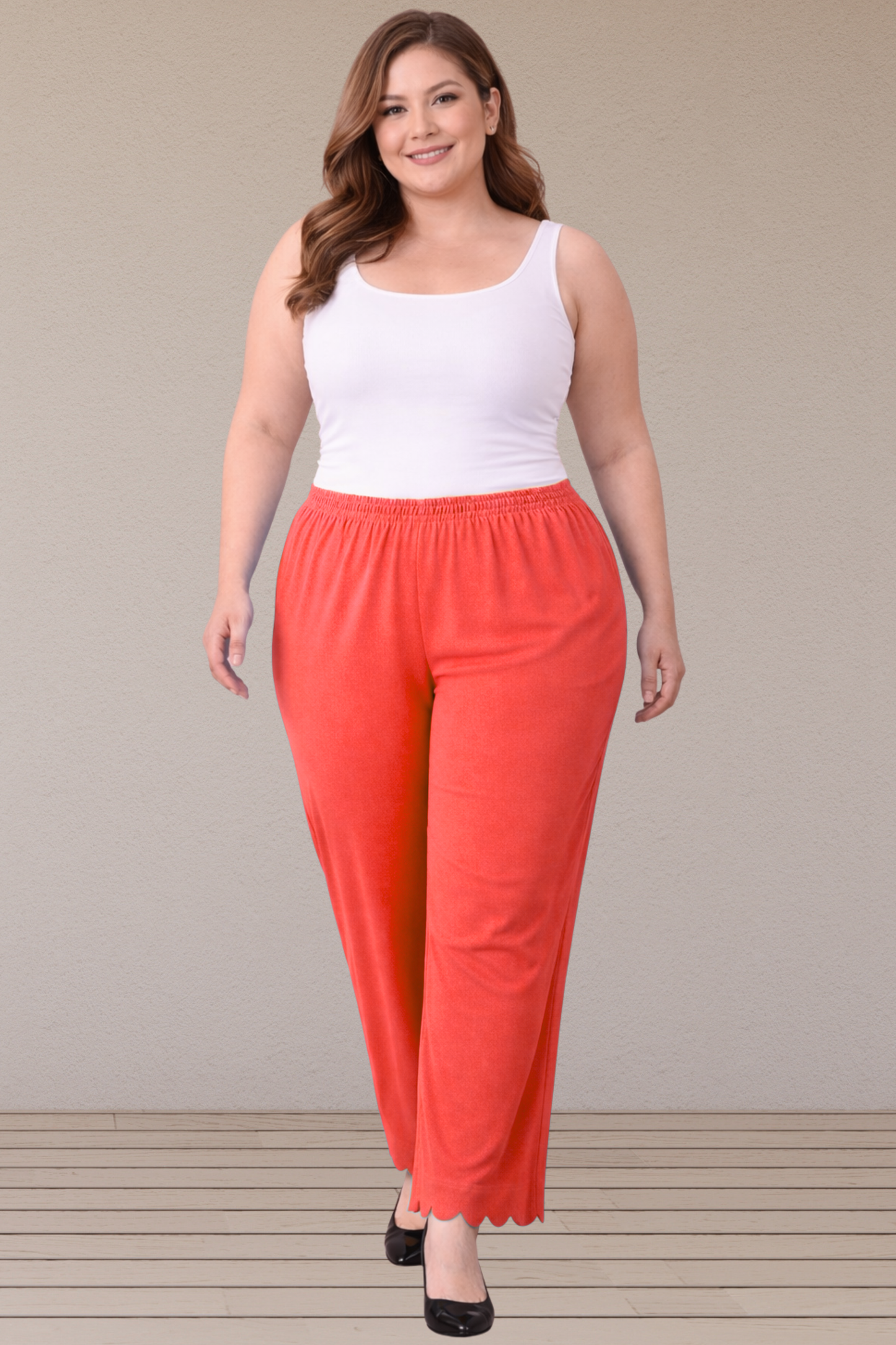 Rose Pink Scallop Cut Palazzo