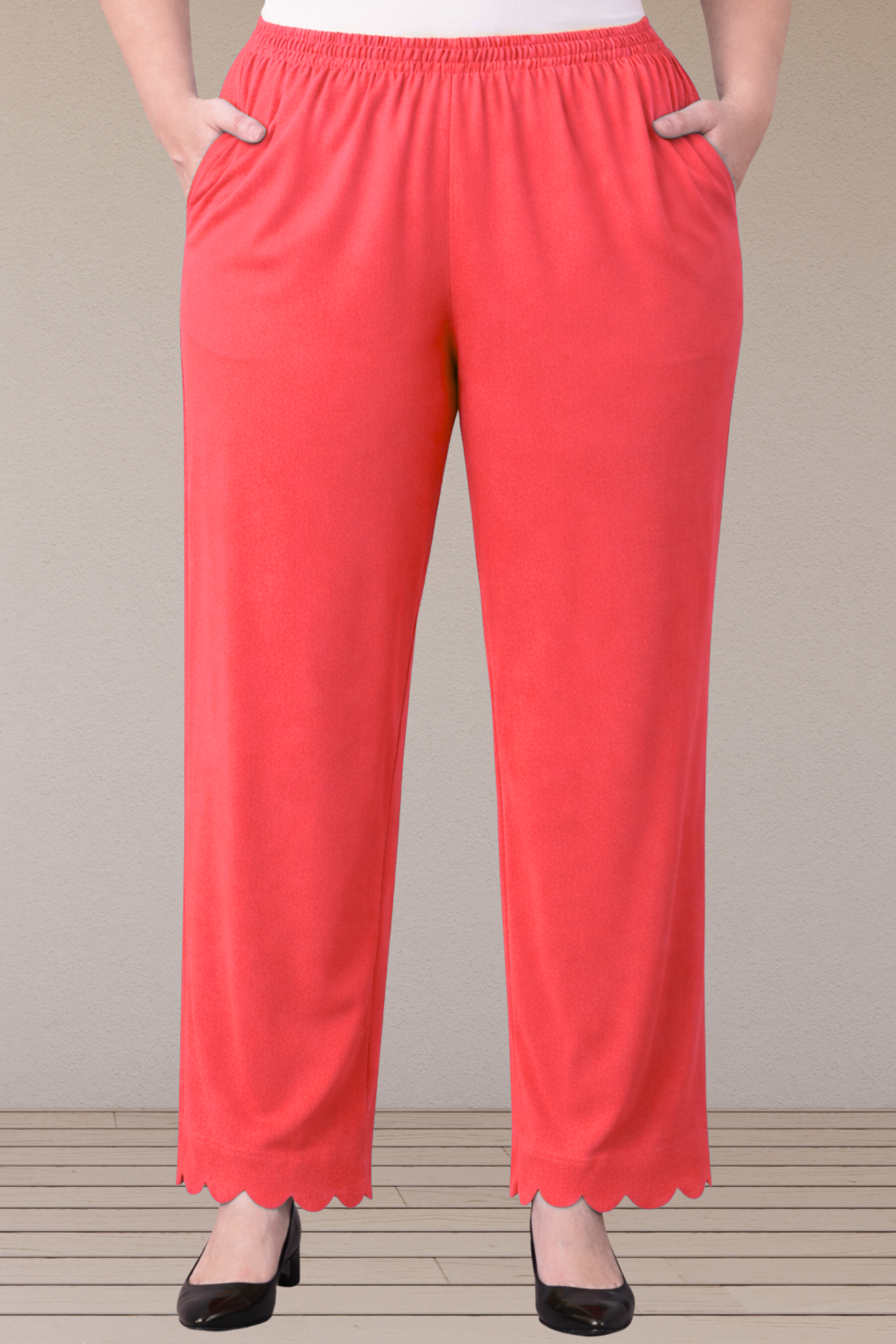 Rose Pink Scallop Cut Palazzo