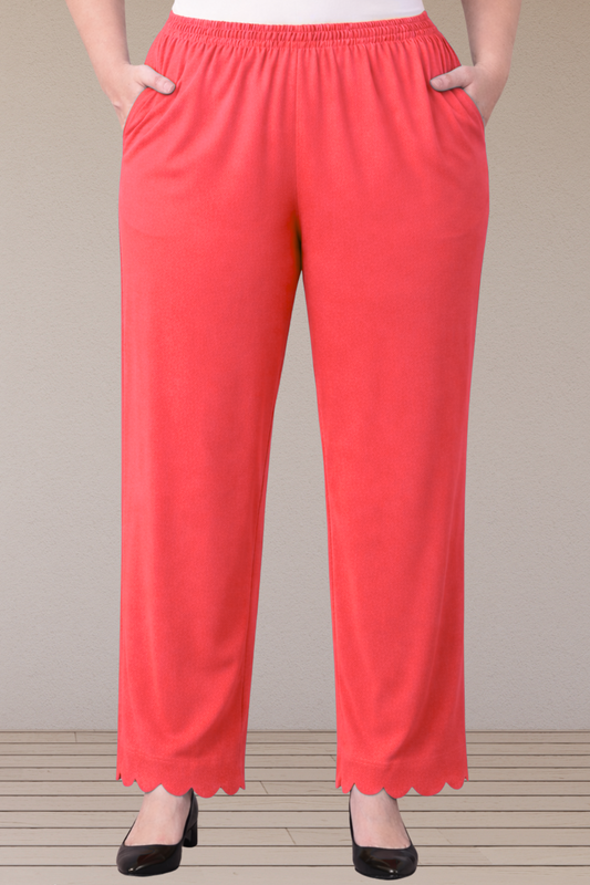 Rose Pink Scallop Cut Palazzo