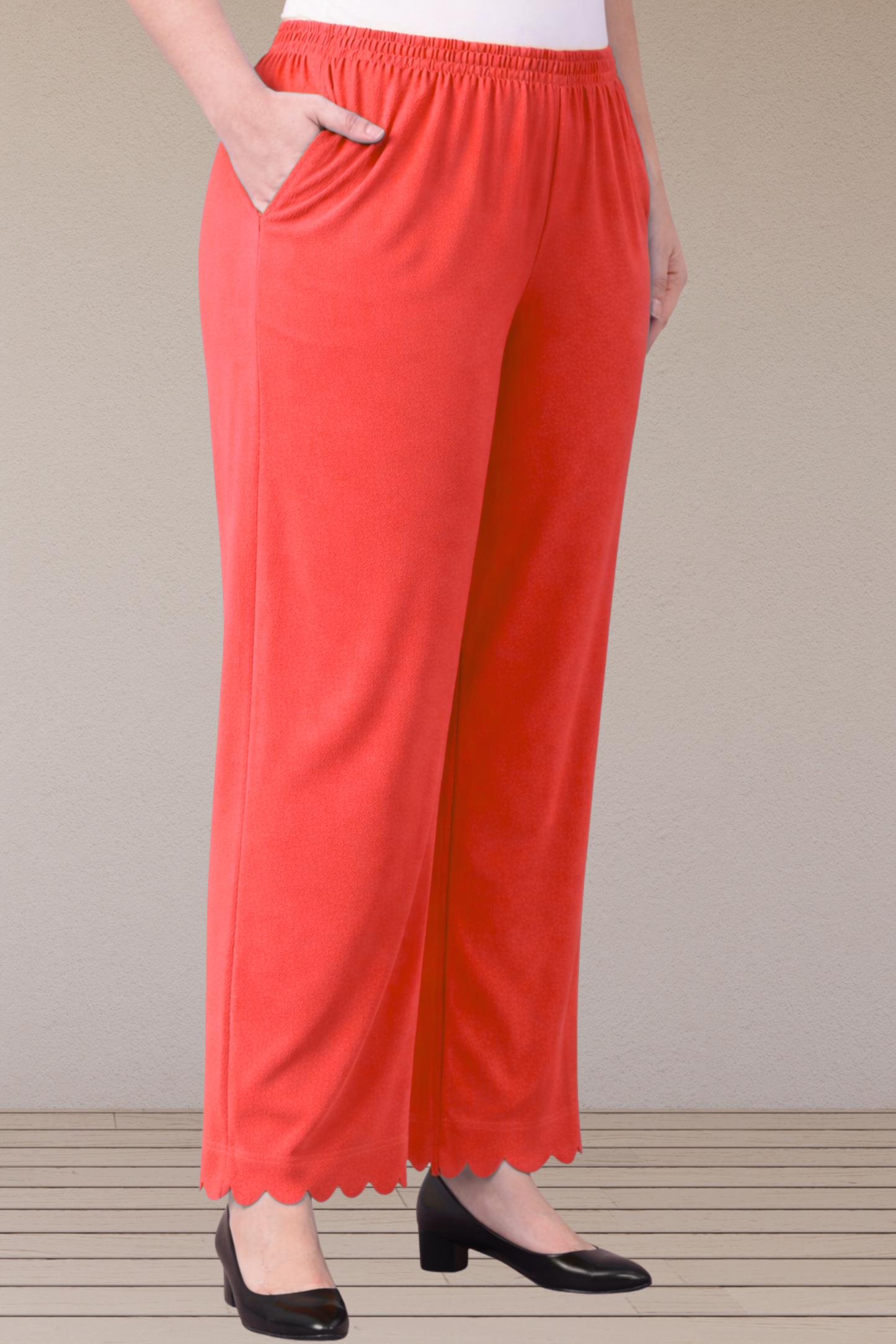 Rose Pink Scallop Cut Palazzo