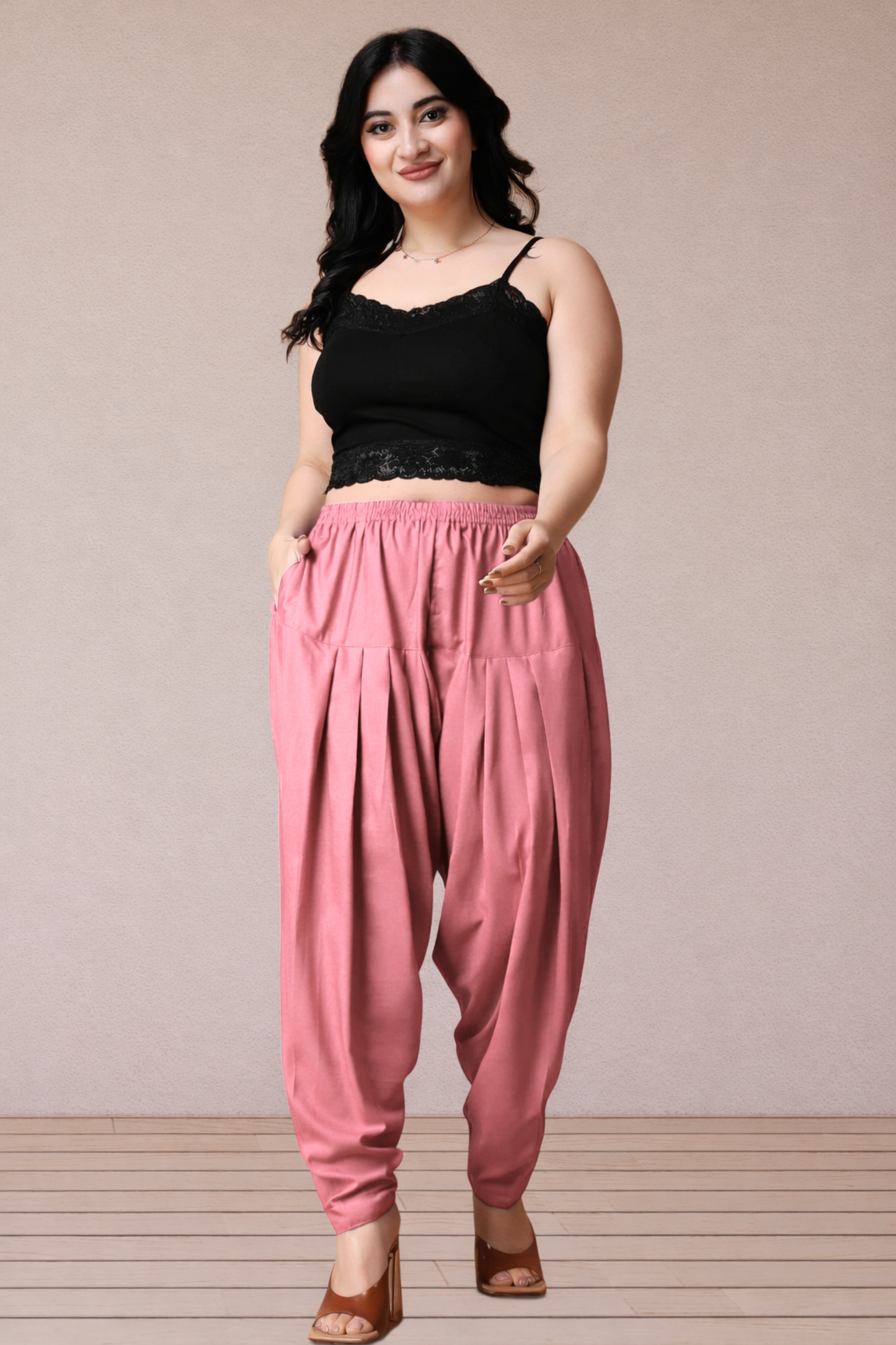 Pink Straight Rayon Salwar Pants