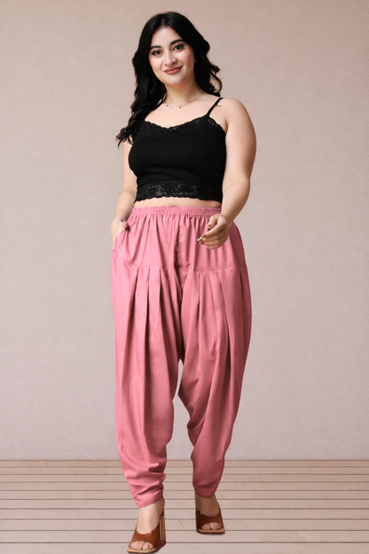Pink Straight Rayon Salwar Pants