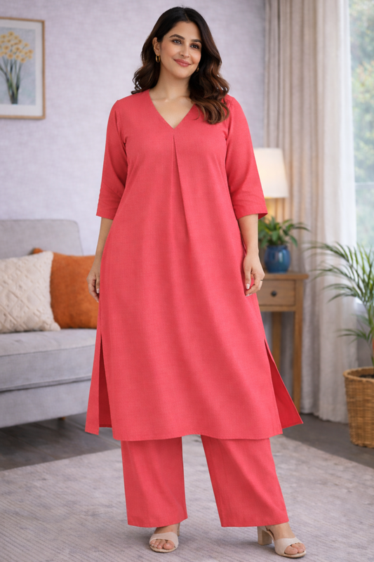 Rose Reverie A-line Kurta With Flared Pants