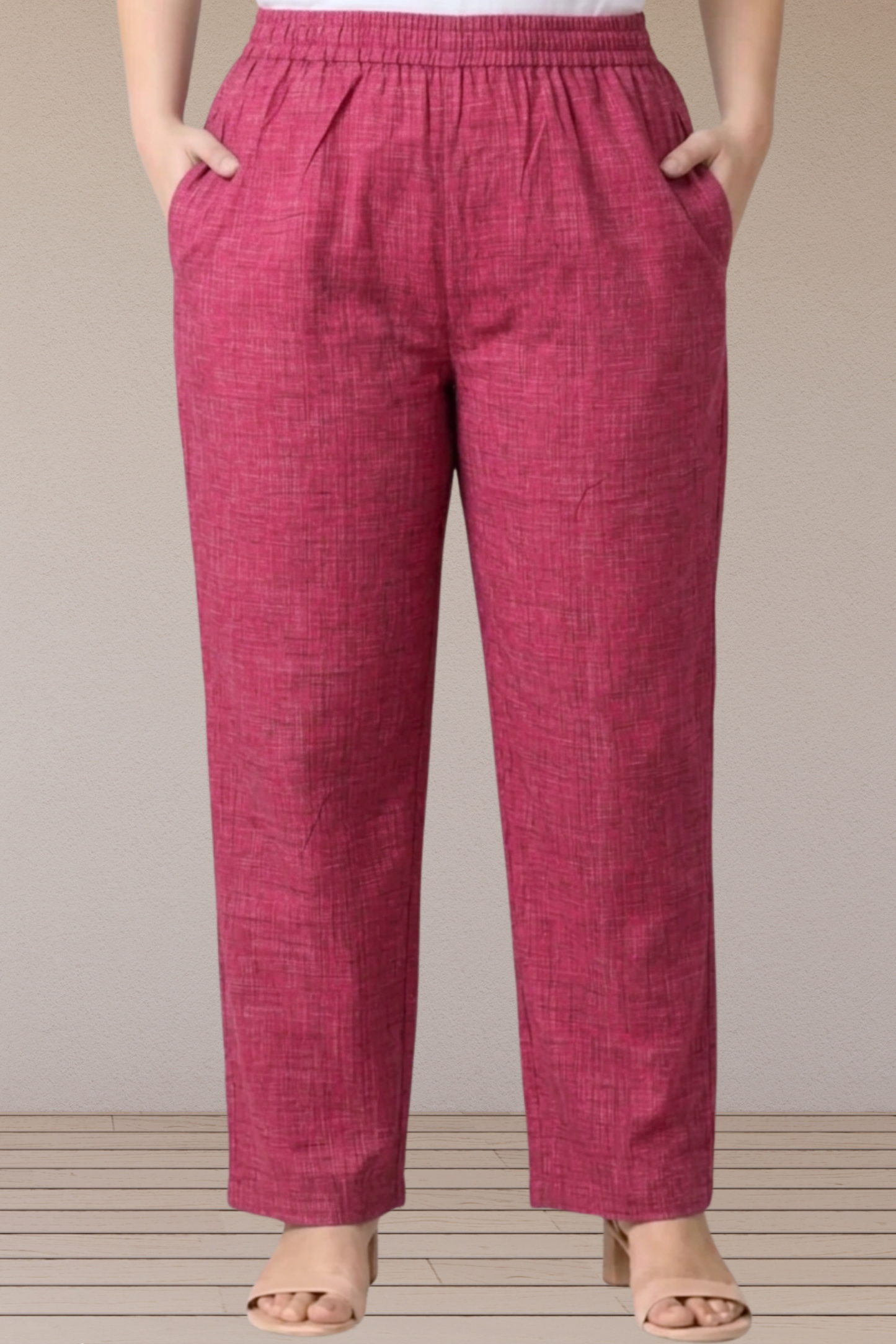 Rose Textured Cotton Pants