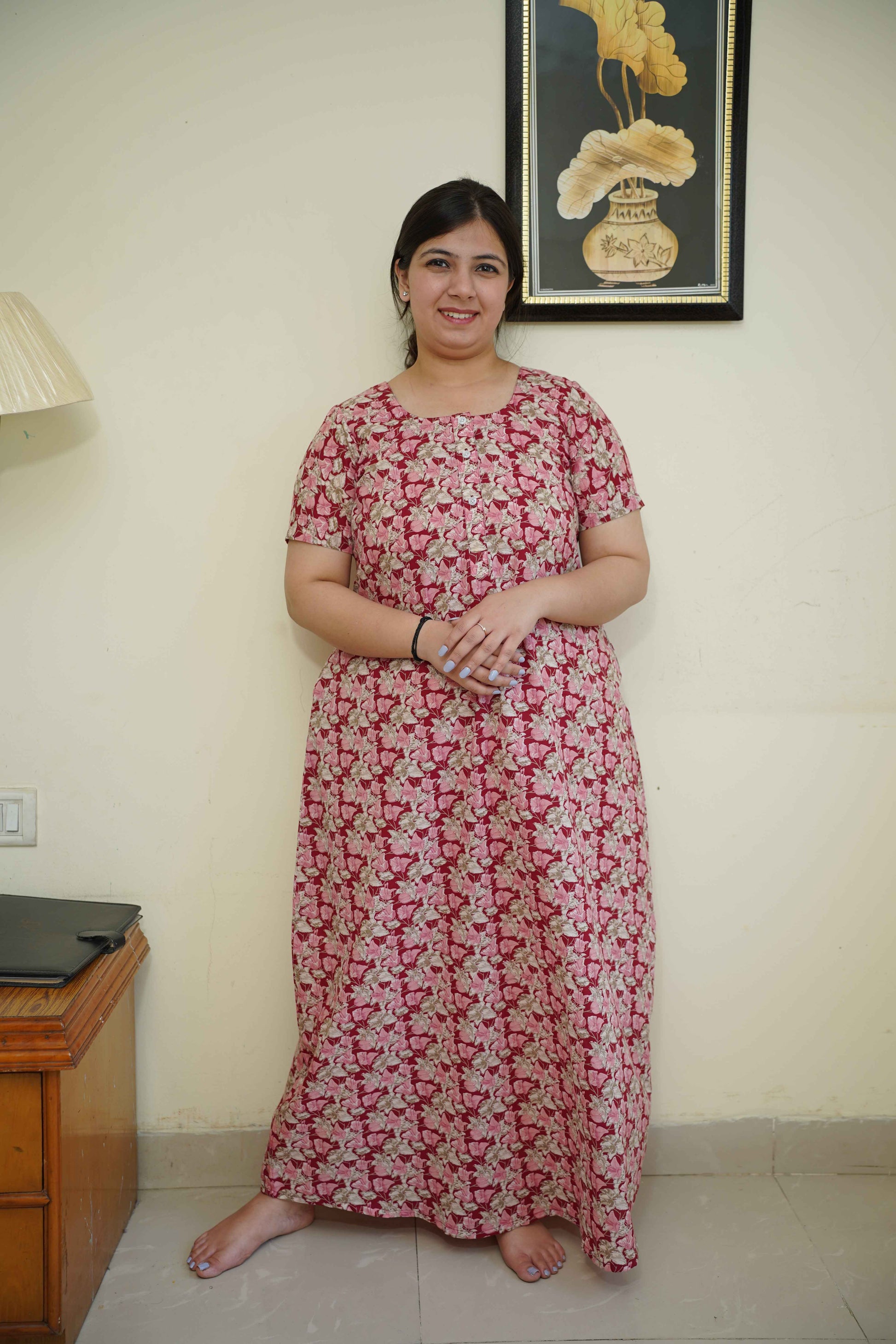 Rose Vine Cotton Night Gown