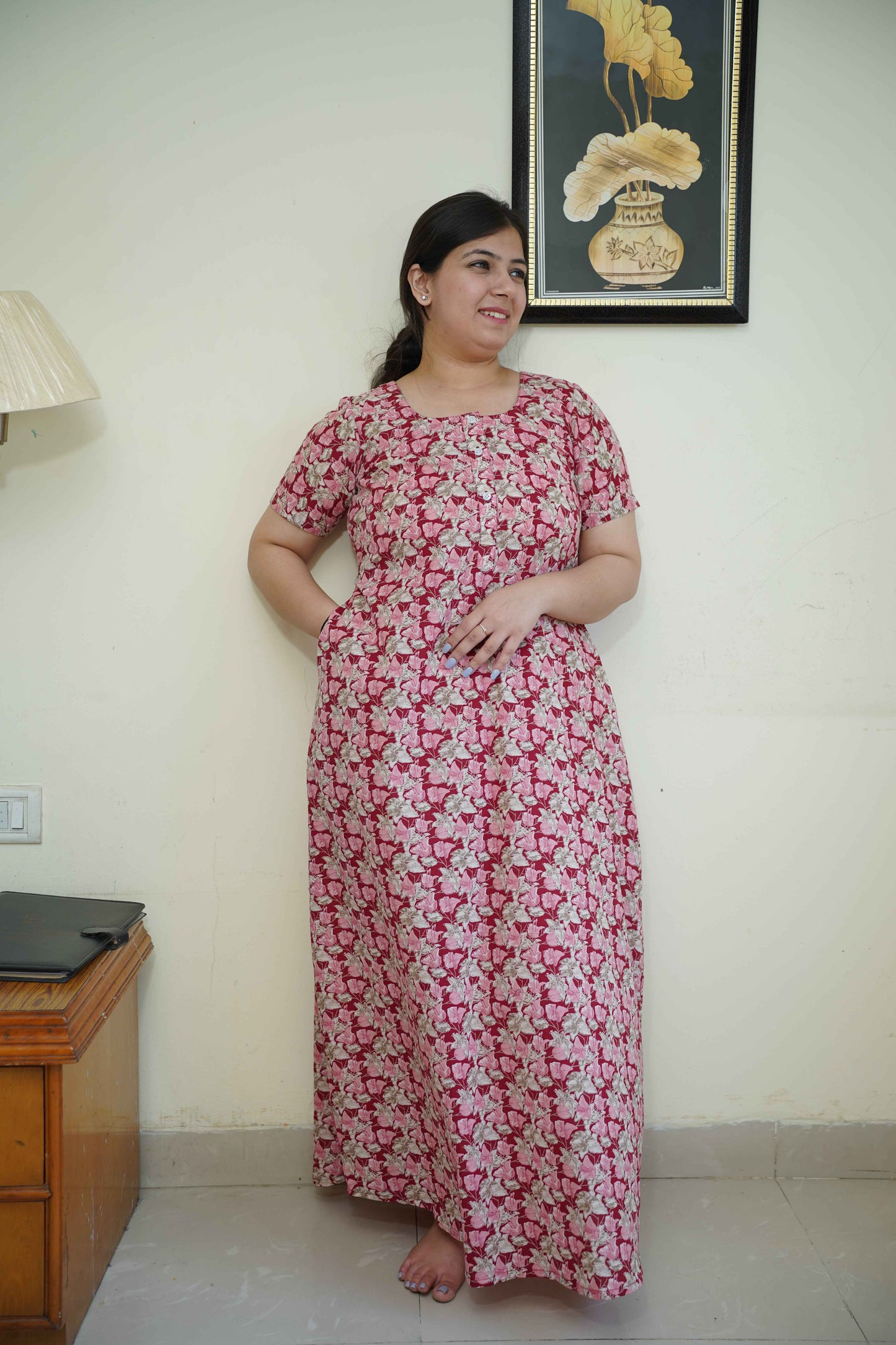 Rose Vine Cotton Night Gown