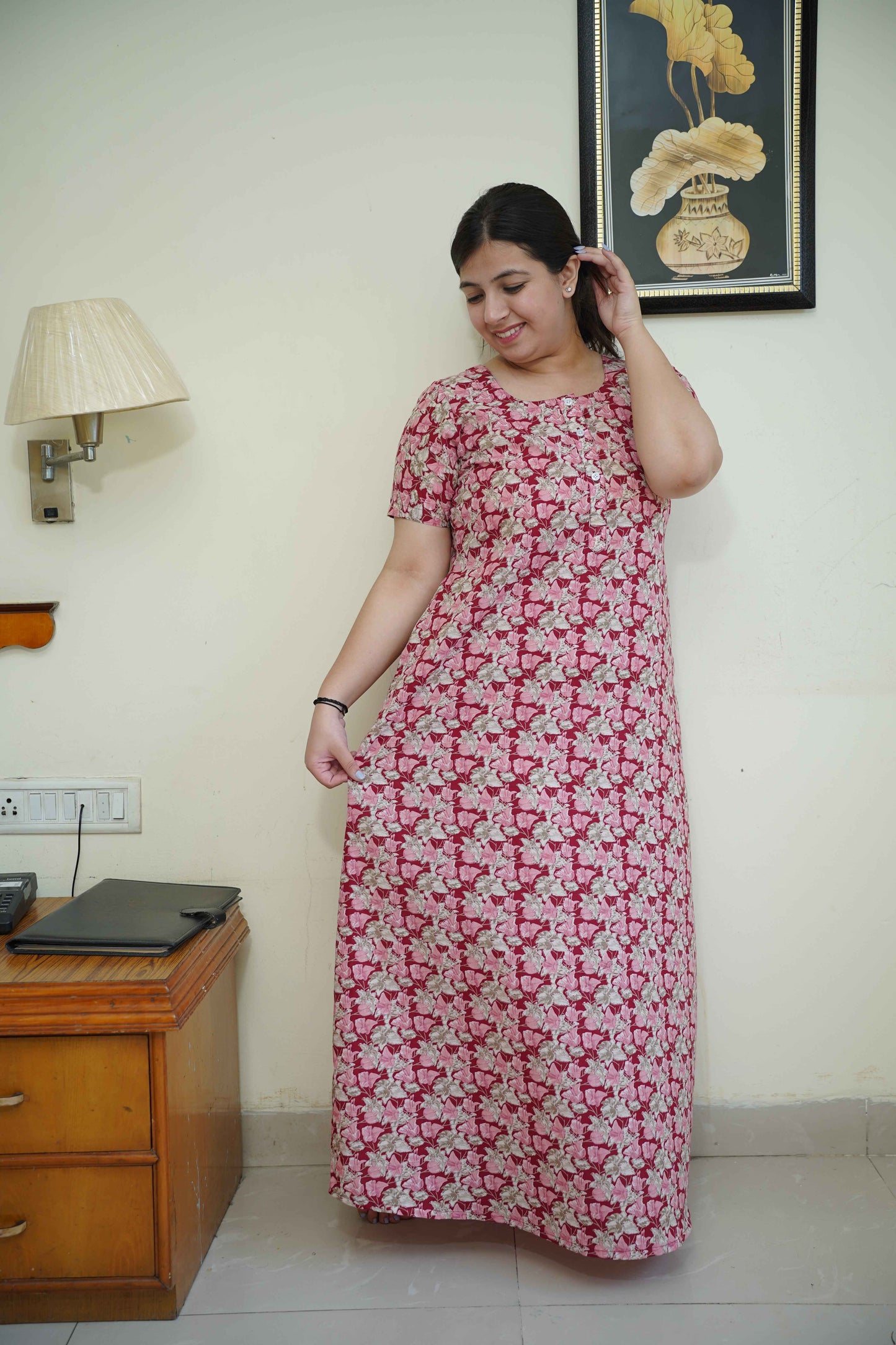 Rose Vine Cotton Night Gown