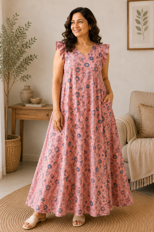Rose Mirage Printed Night Gown