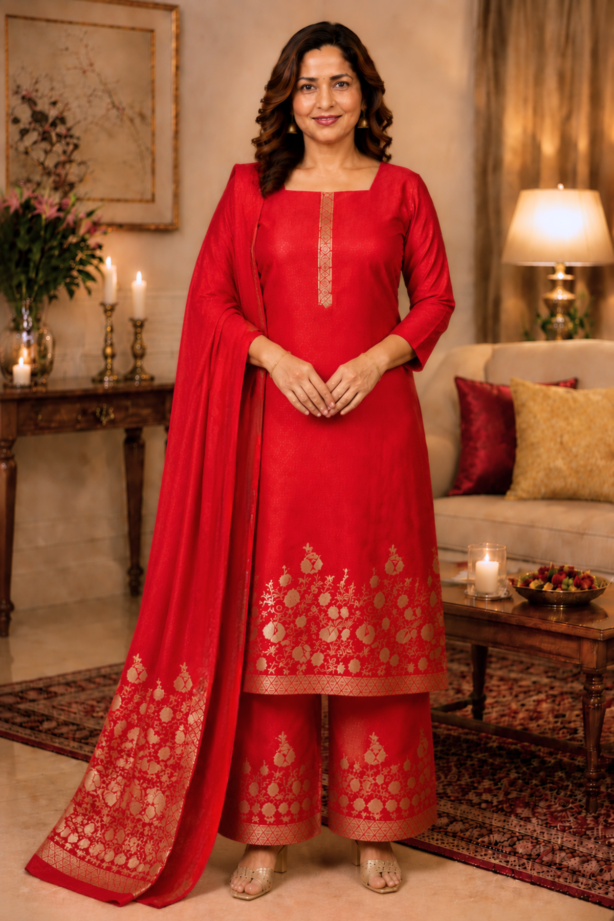 Rose Petals Muslin Suit Set