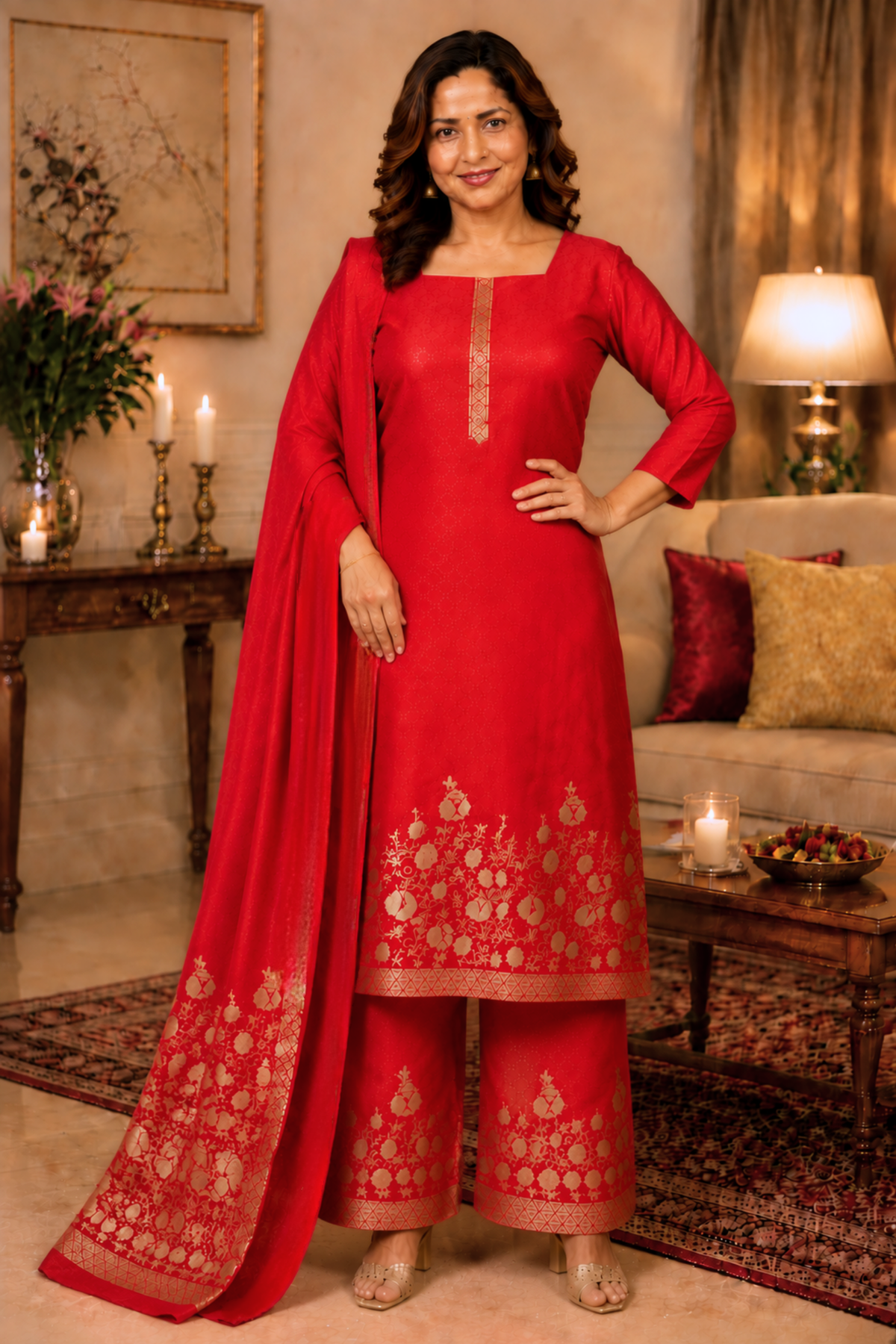 Rose Petals Muslin Suit Set