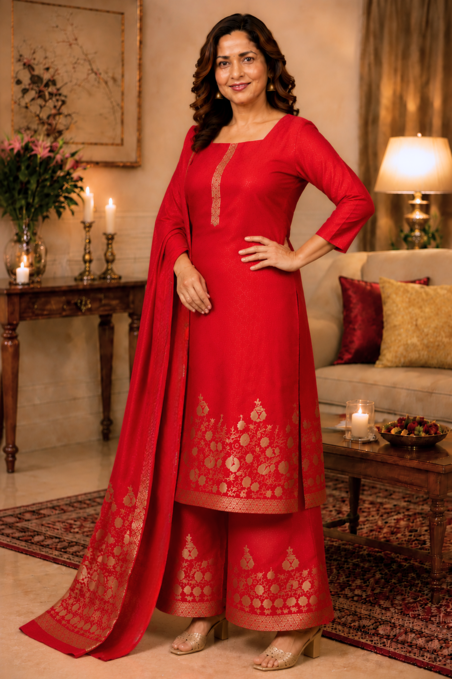 Rose Petals Muslin Suit Set