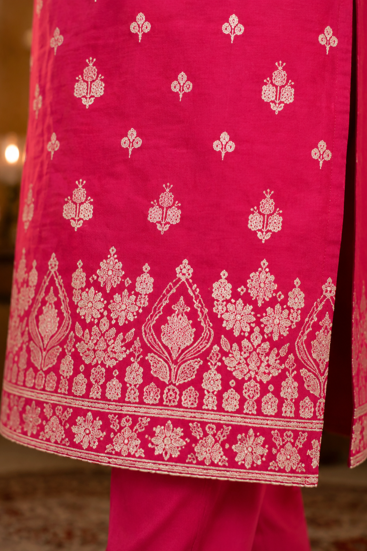 Rose Pink Jacquard Linen Suit