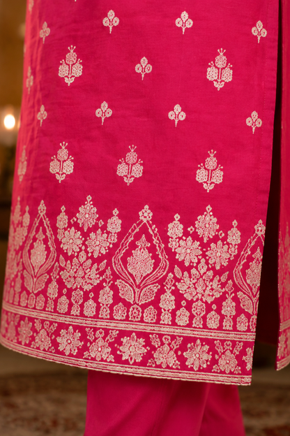 Rose Pink Jacquard Linen Suit