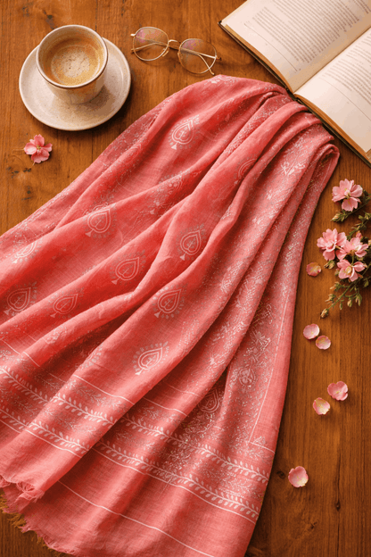Rose Pink Sparkle Cotton Dupatta