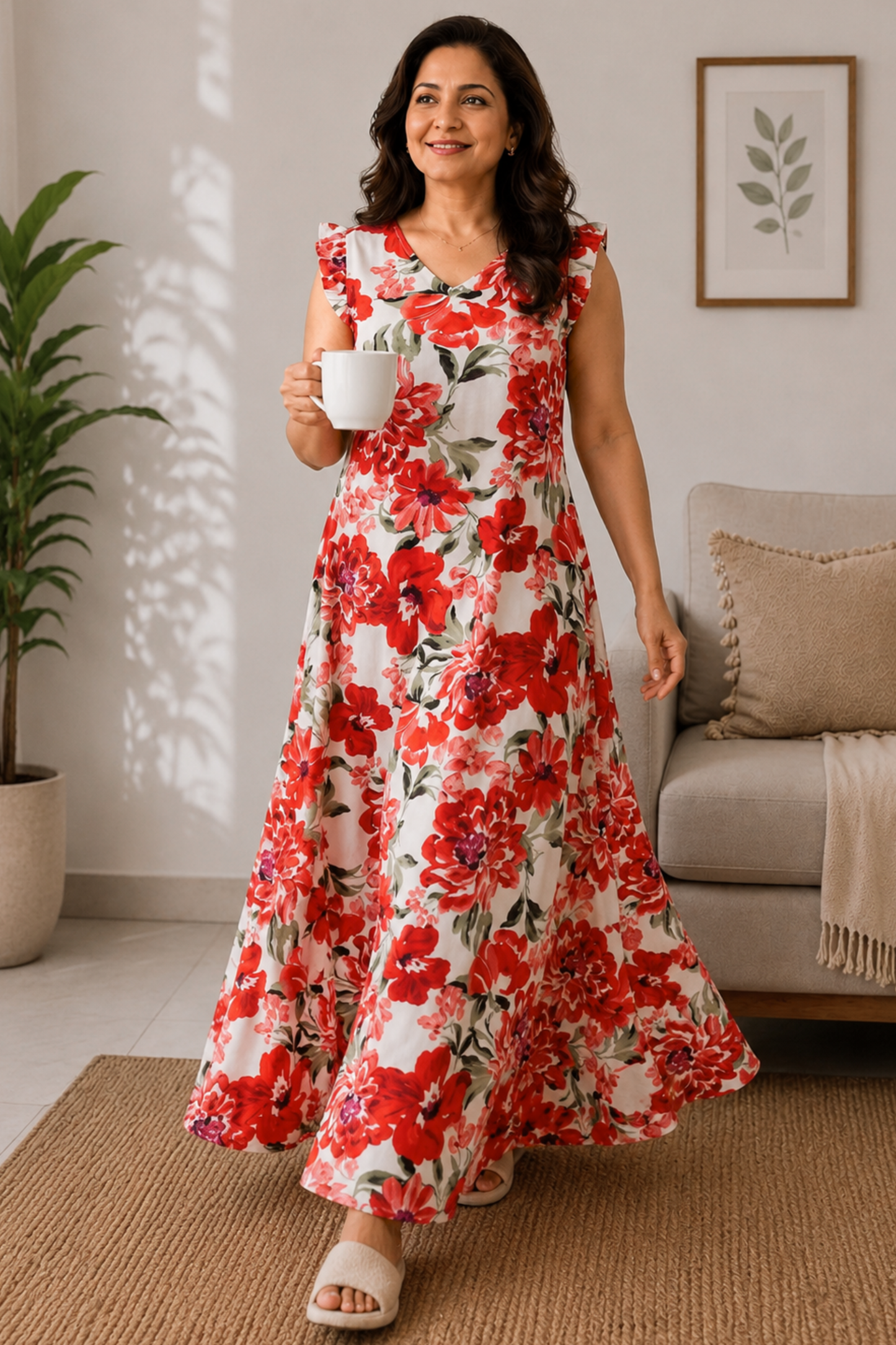 Rosette Reverie Floral Lounge Dress