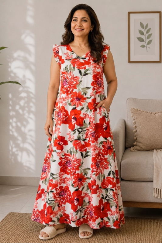 Rosette Reverie Floral Lounge Dress