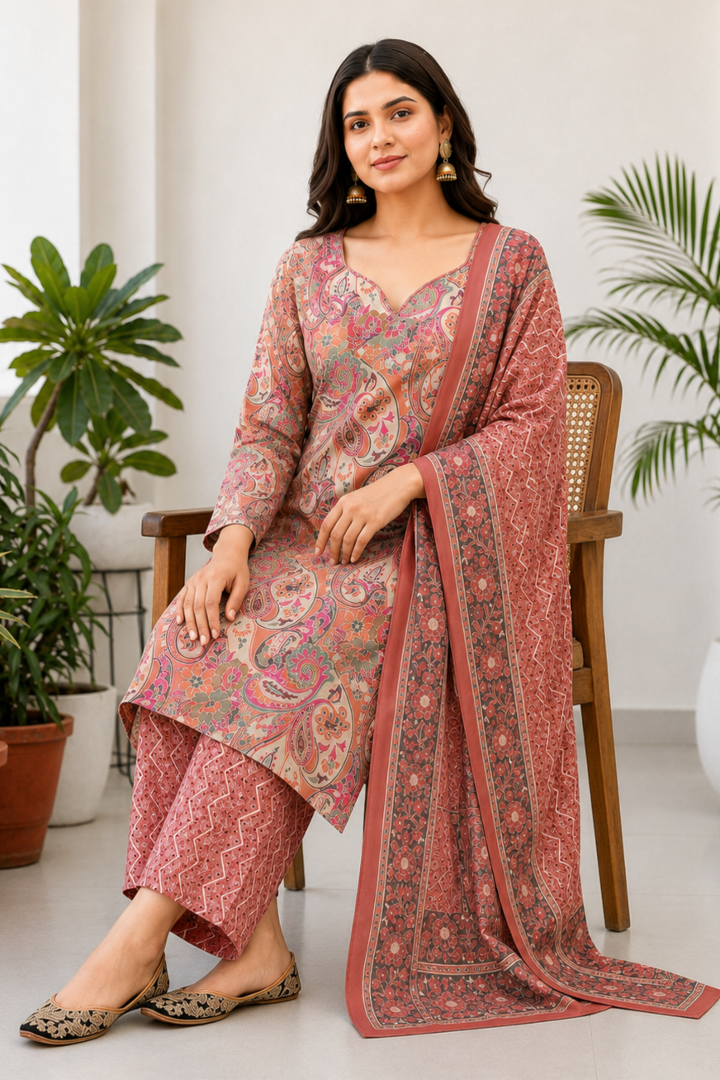 Coral Anaara Printed Cotton Suit