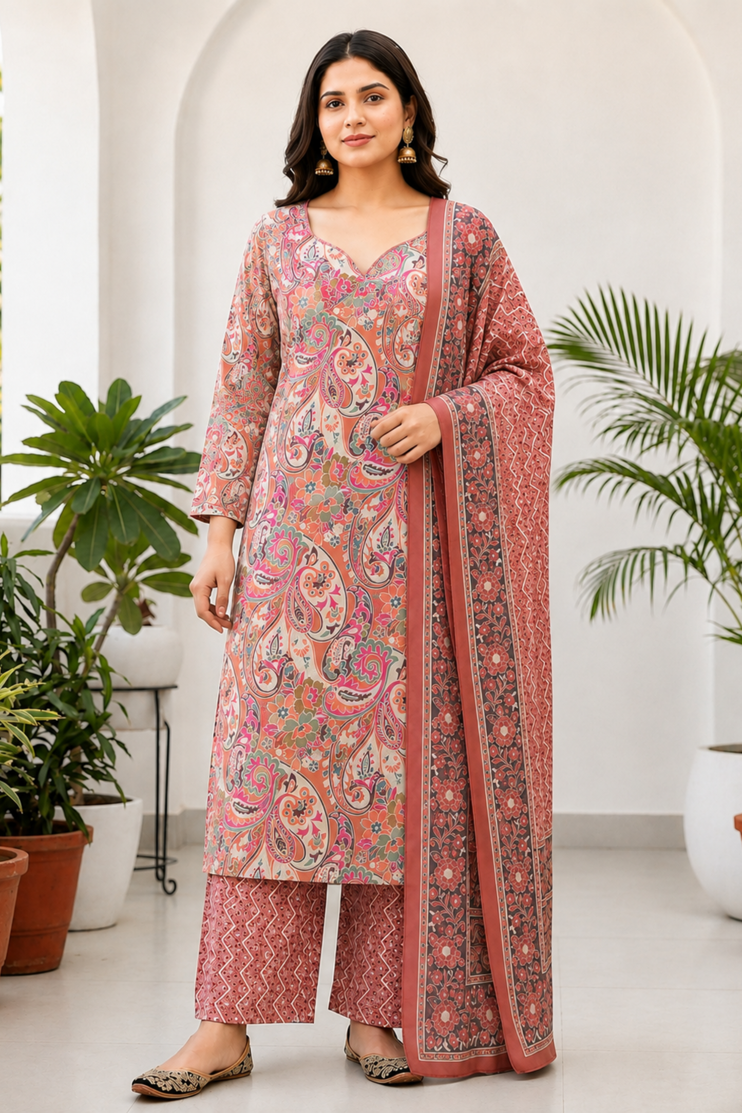 Coral Anaara Printed Cotton Suit
