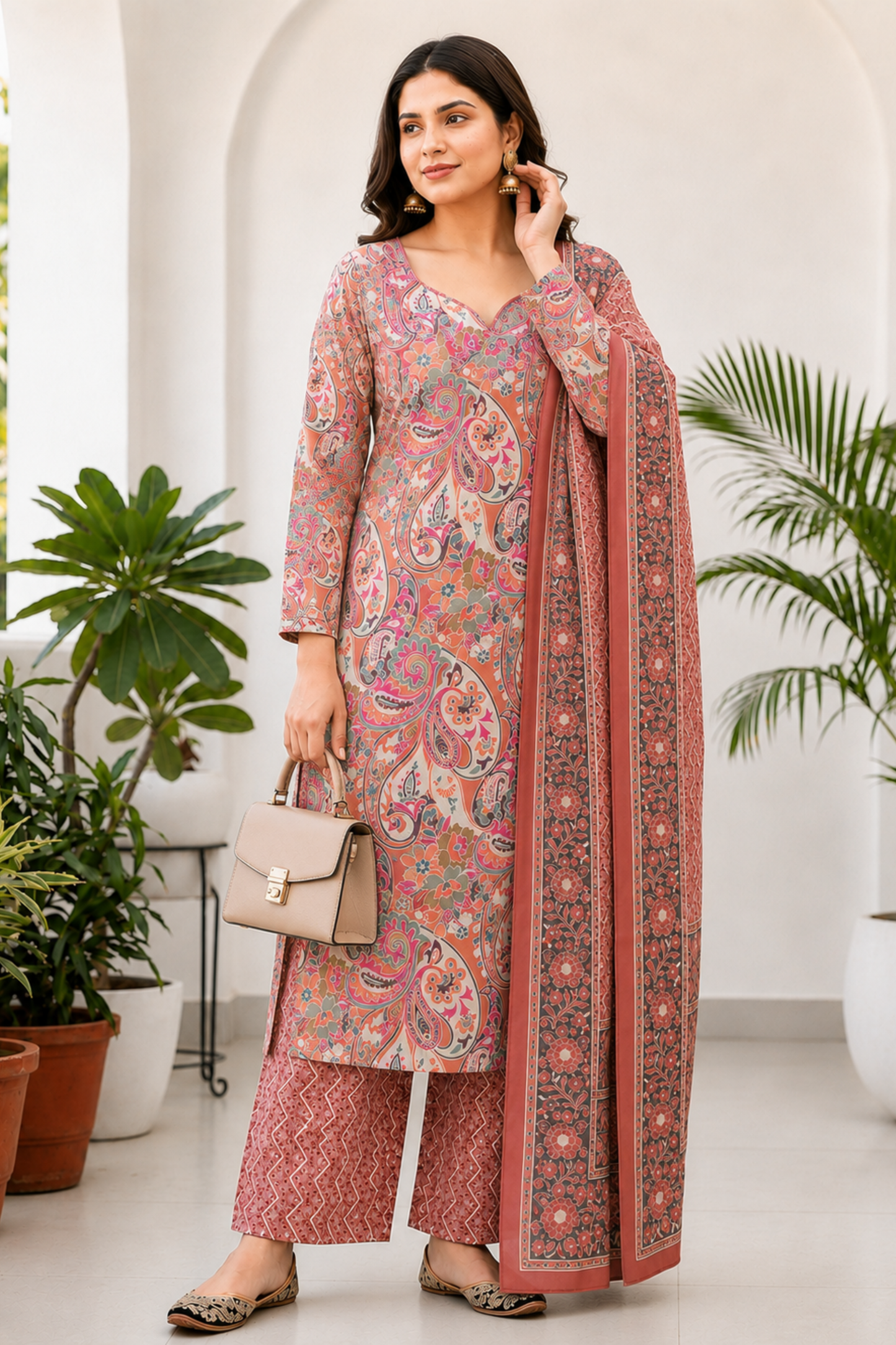 Coral Anaara Printed Cotton Suit