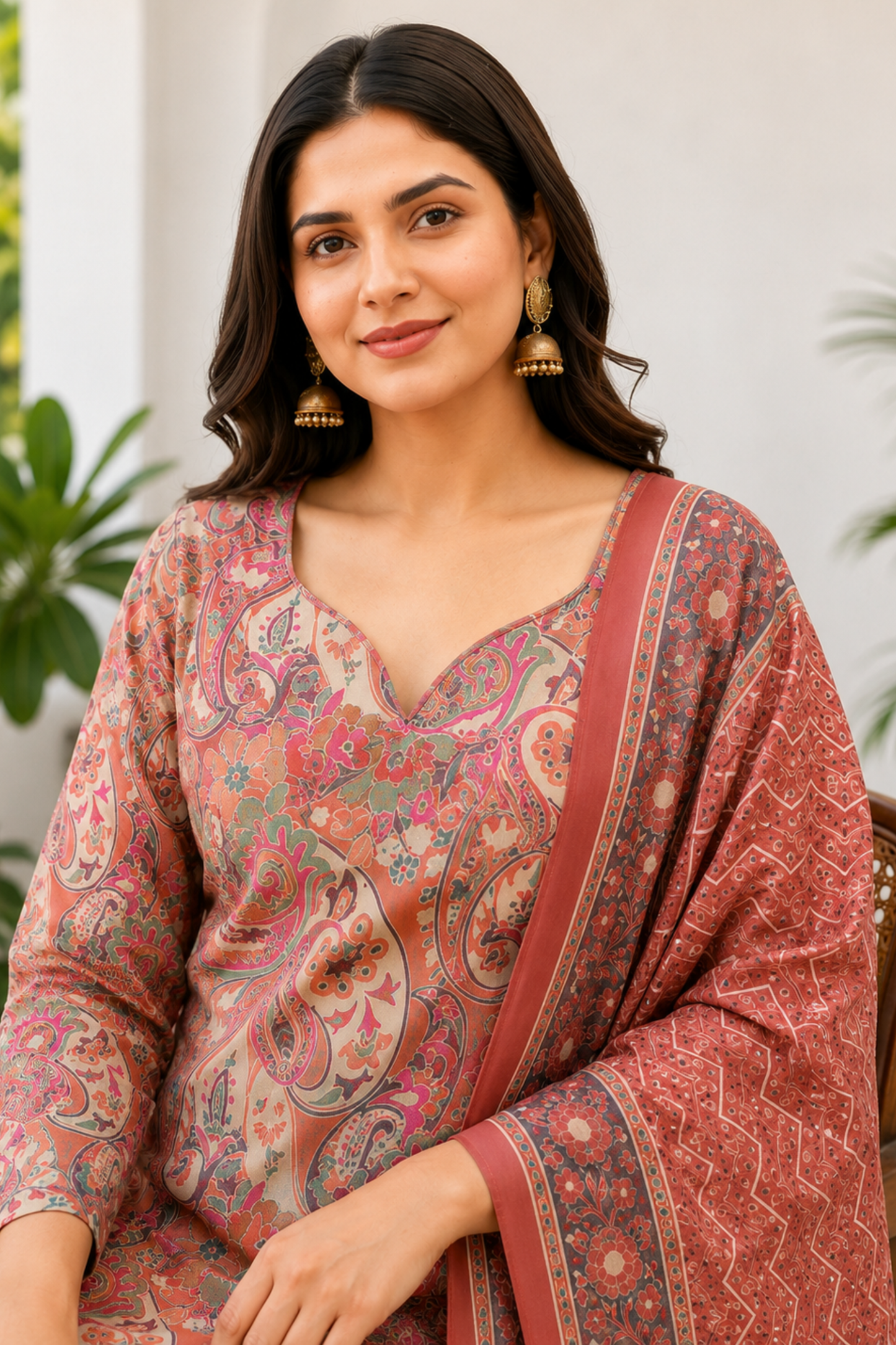 Coral Anaara Printed Cotton Suit