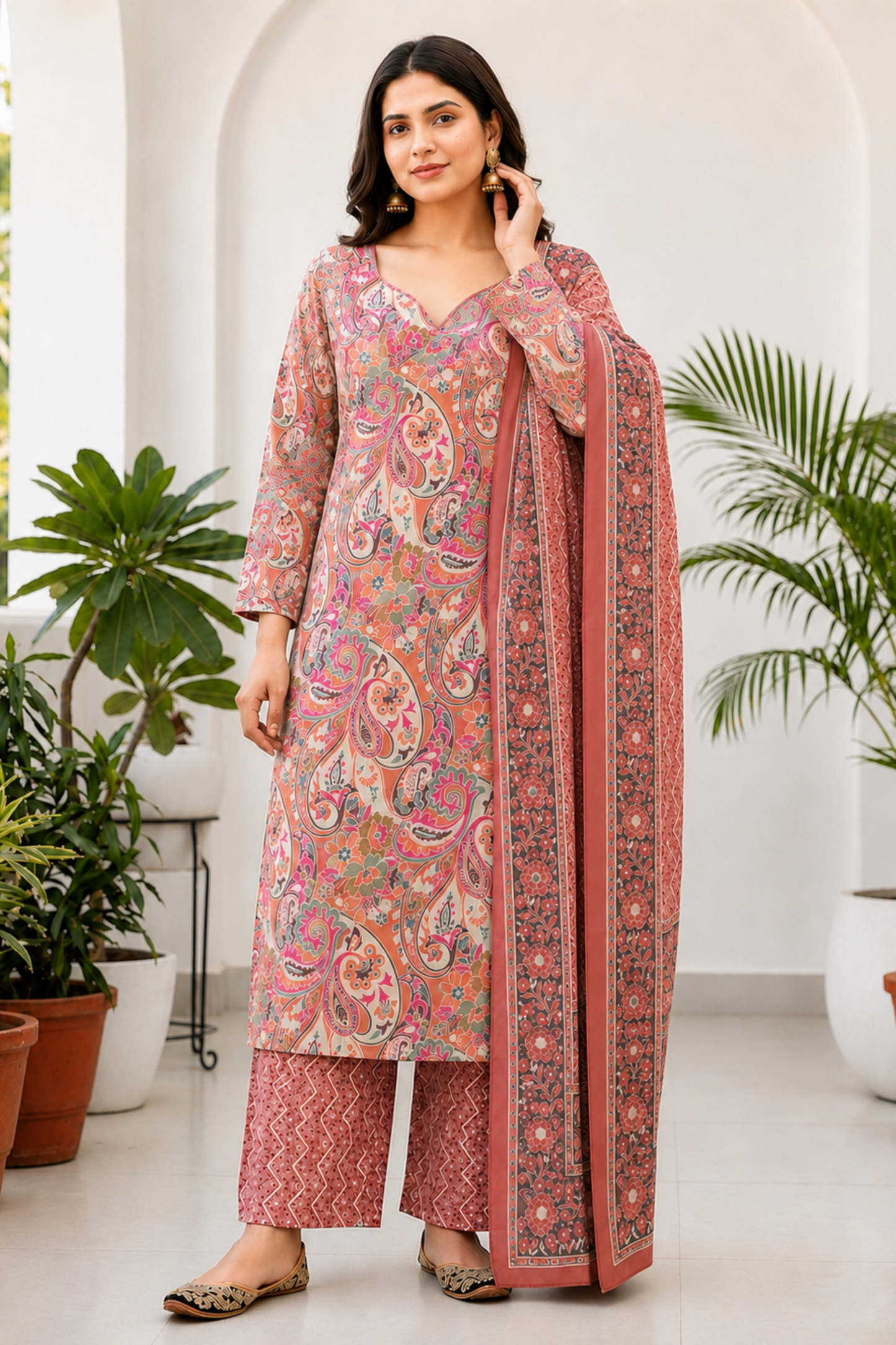 Coral Anaara Printed Cotton Suit