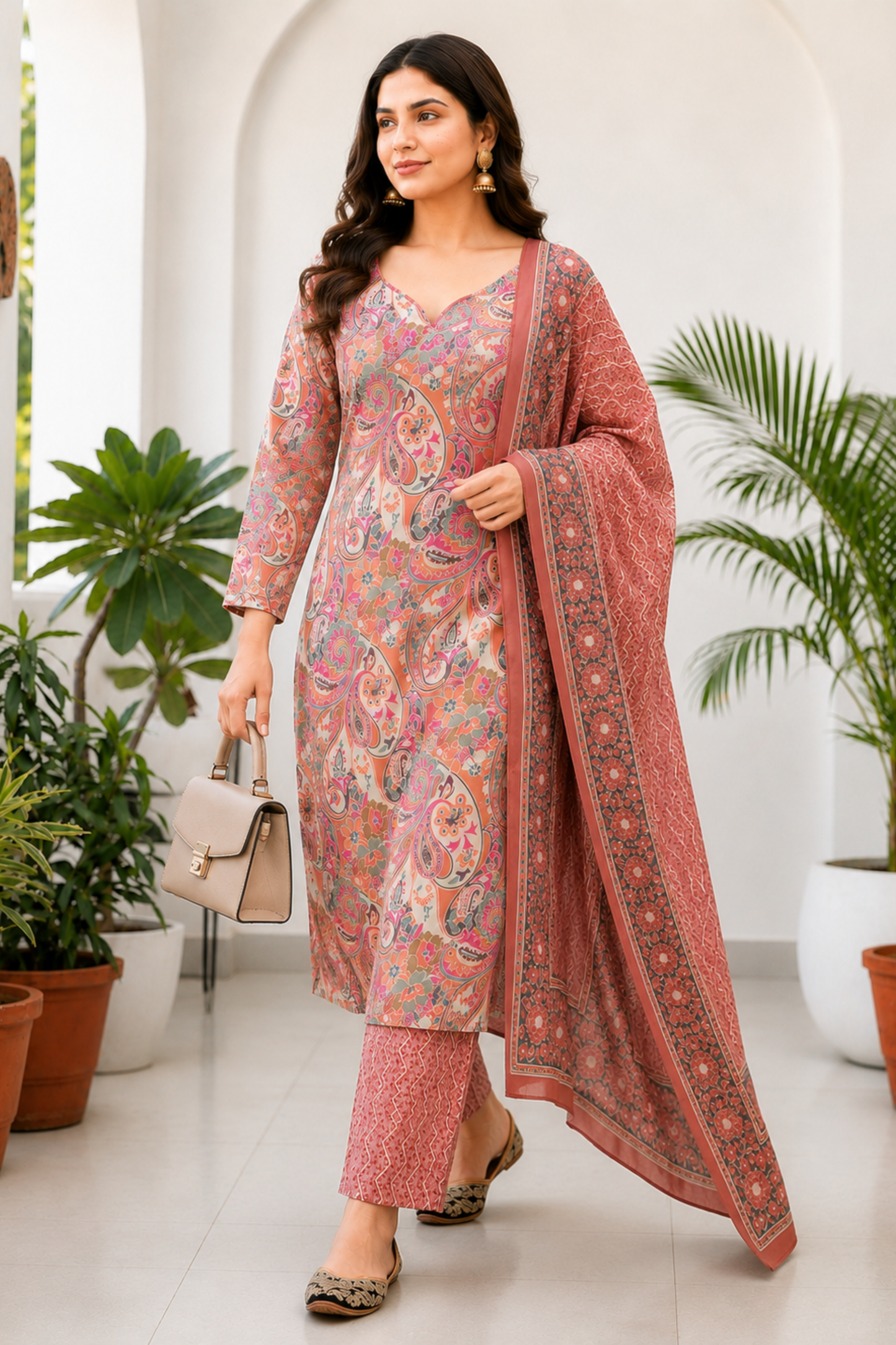 Coral Anaara Printed Cotton Suit