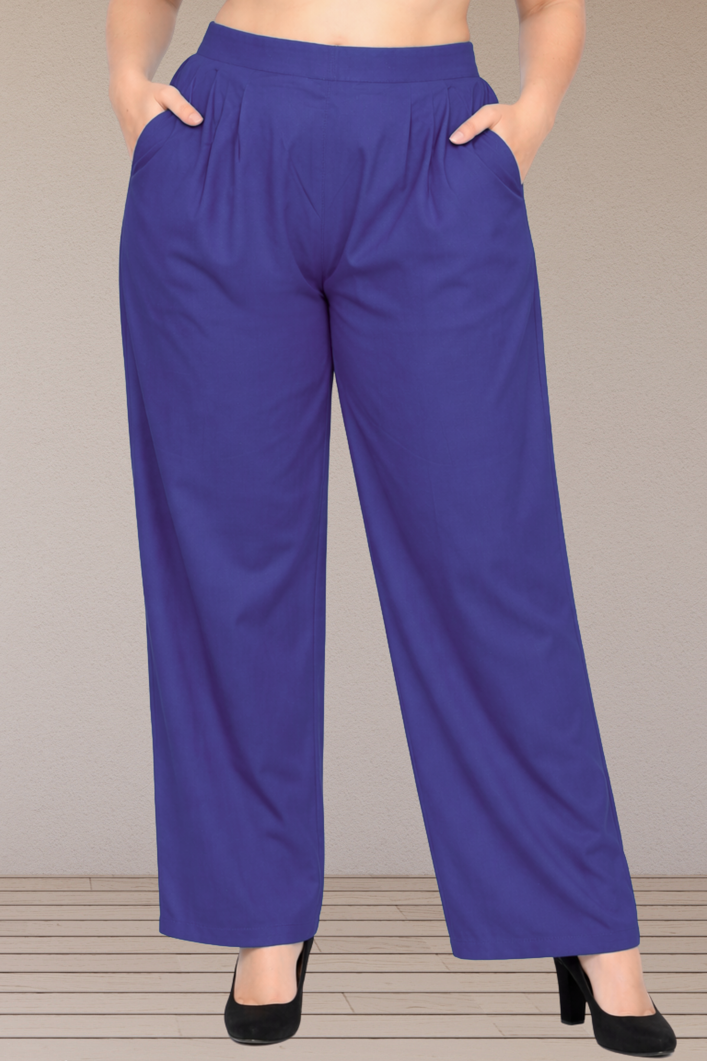 Royal Blue Belted Cotton Palazzo