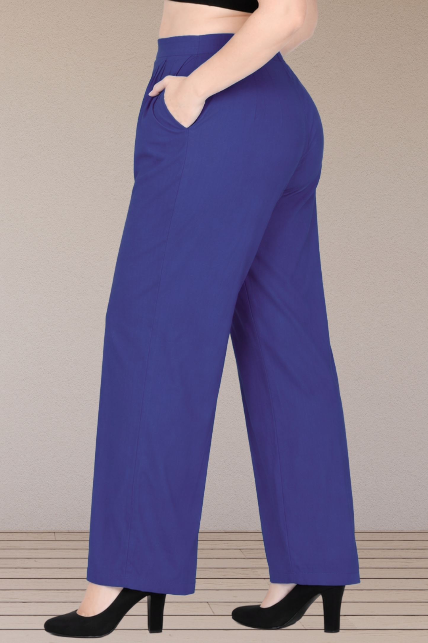 Royal Blue Belted Cotton Palazzo