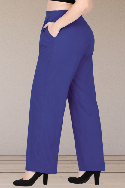 Royal Blue Belted Cotton Palazzo