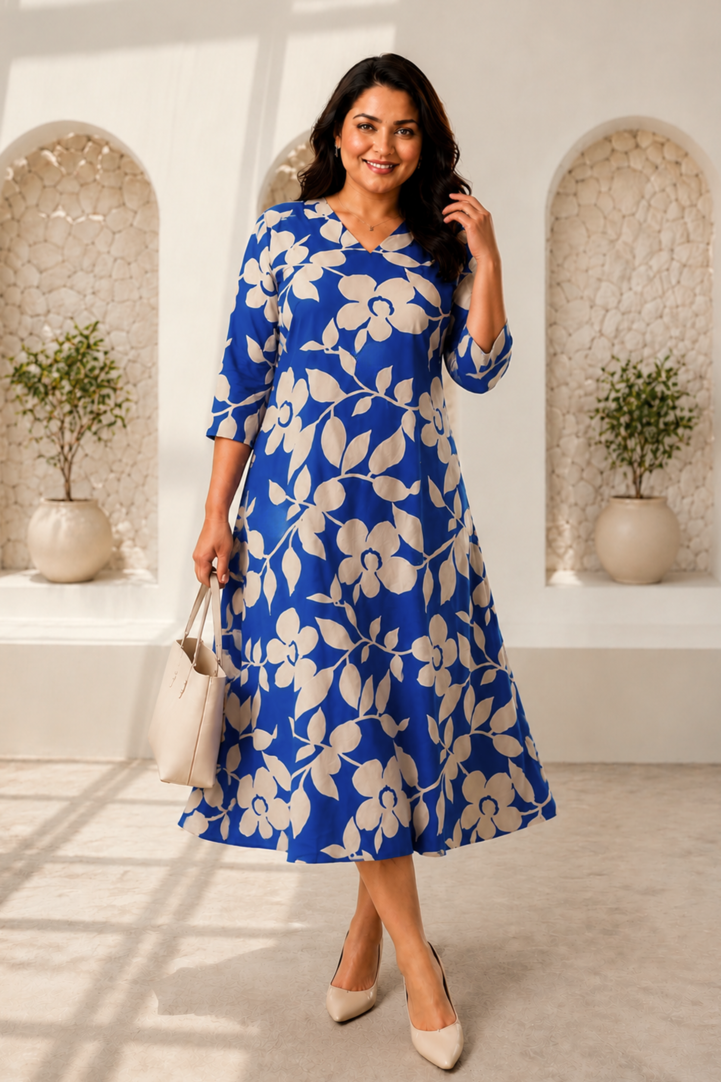 Royal Grace Floral Calf Dress