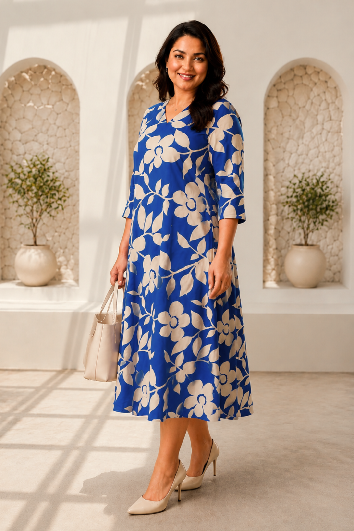 Royal Grace Floral Calf Dress