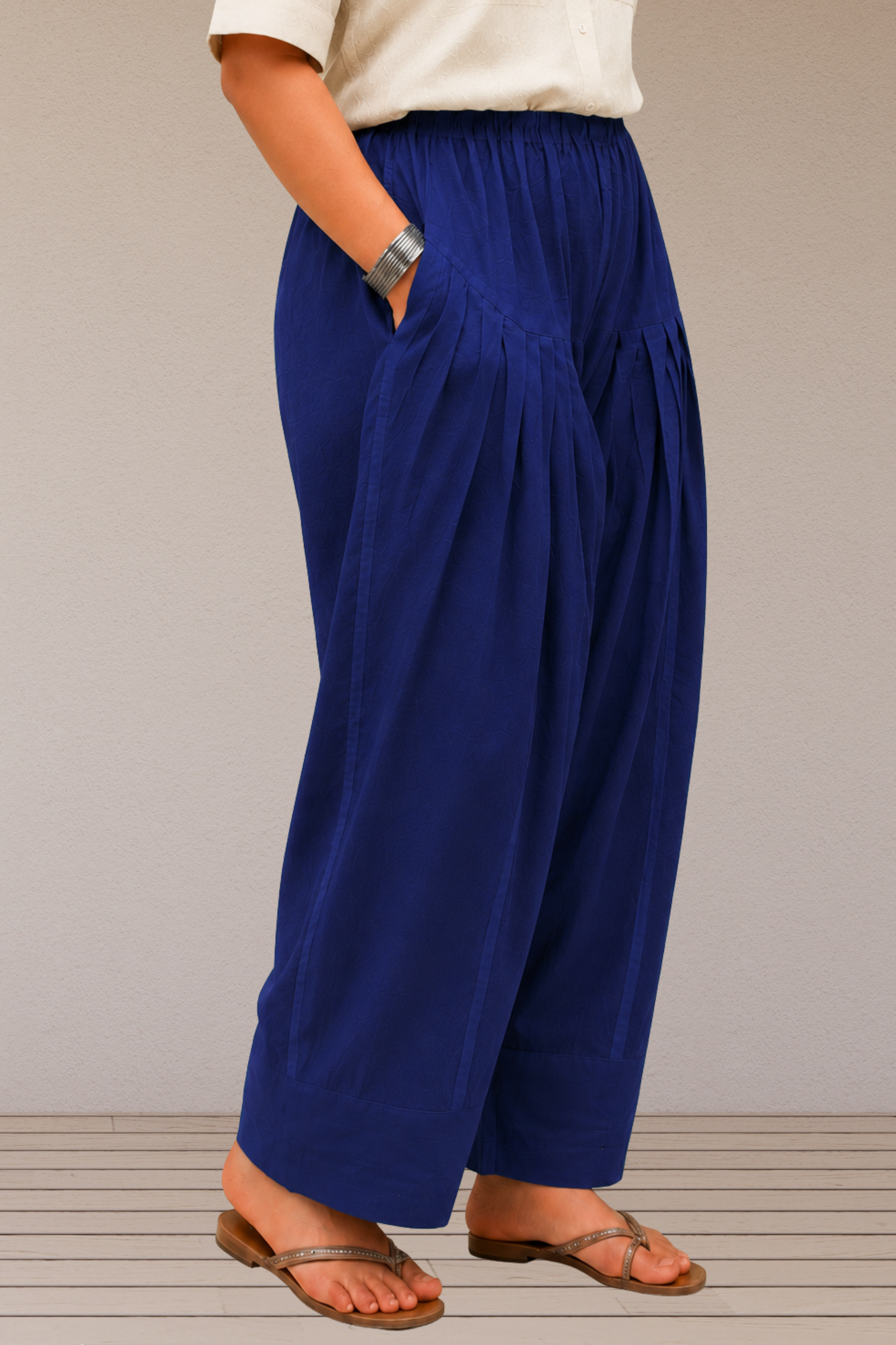 Royal Blue Cotton Farshi Salwar