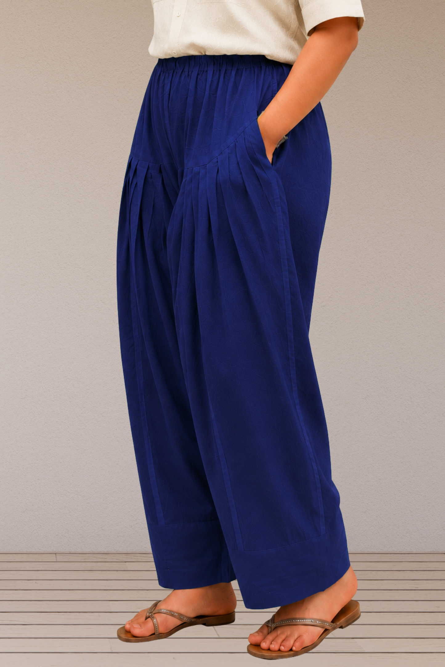 Royal Blue Cotton Farshi Salwar