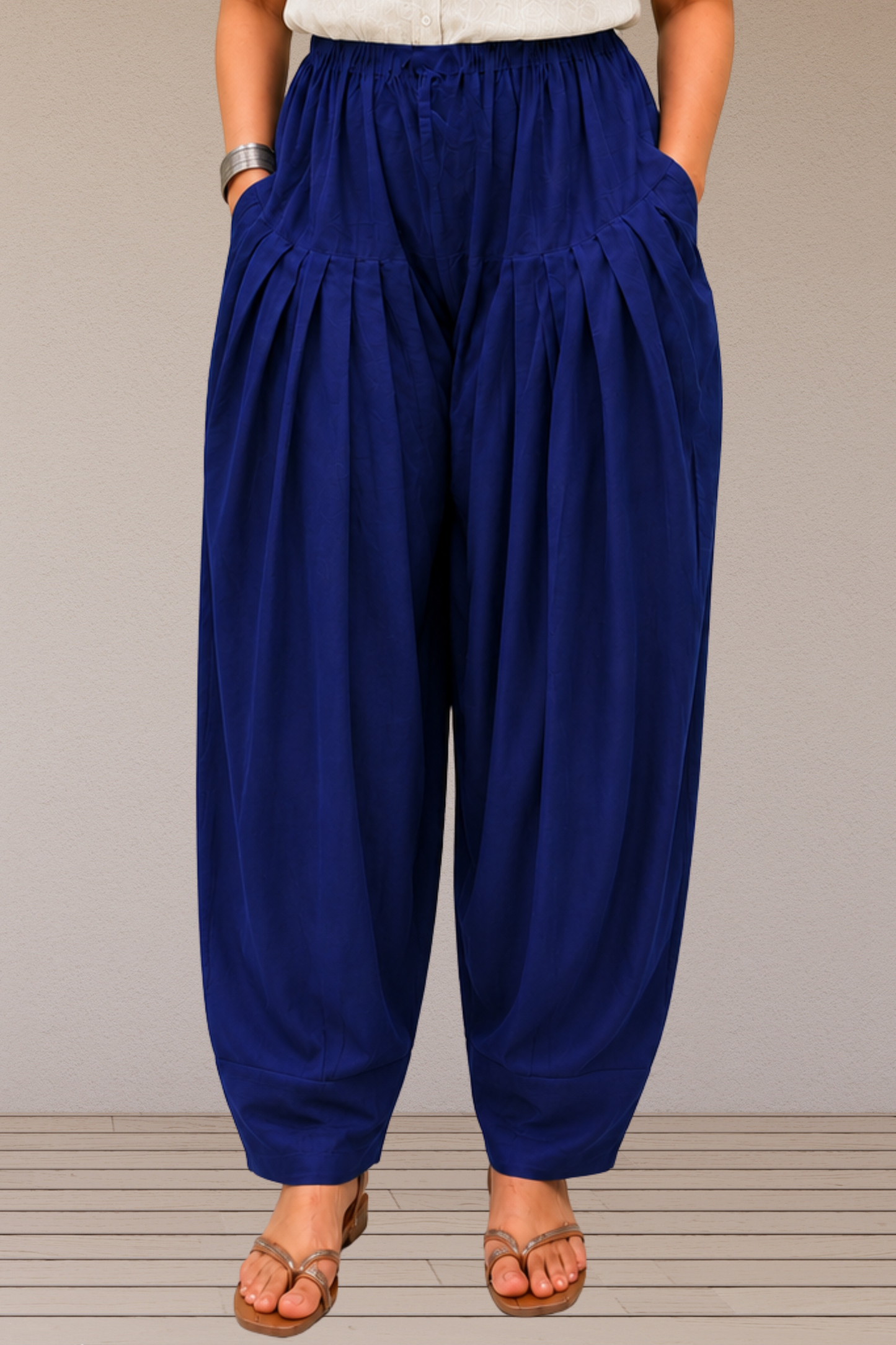 Royal Blue Cotton Farshi Salwar