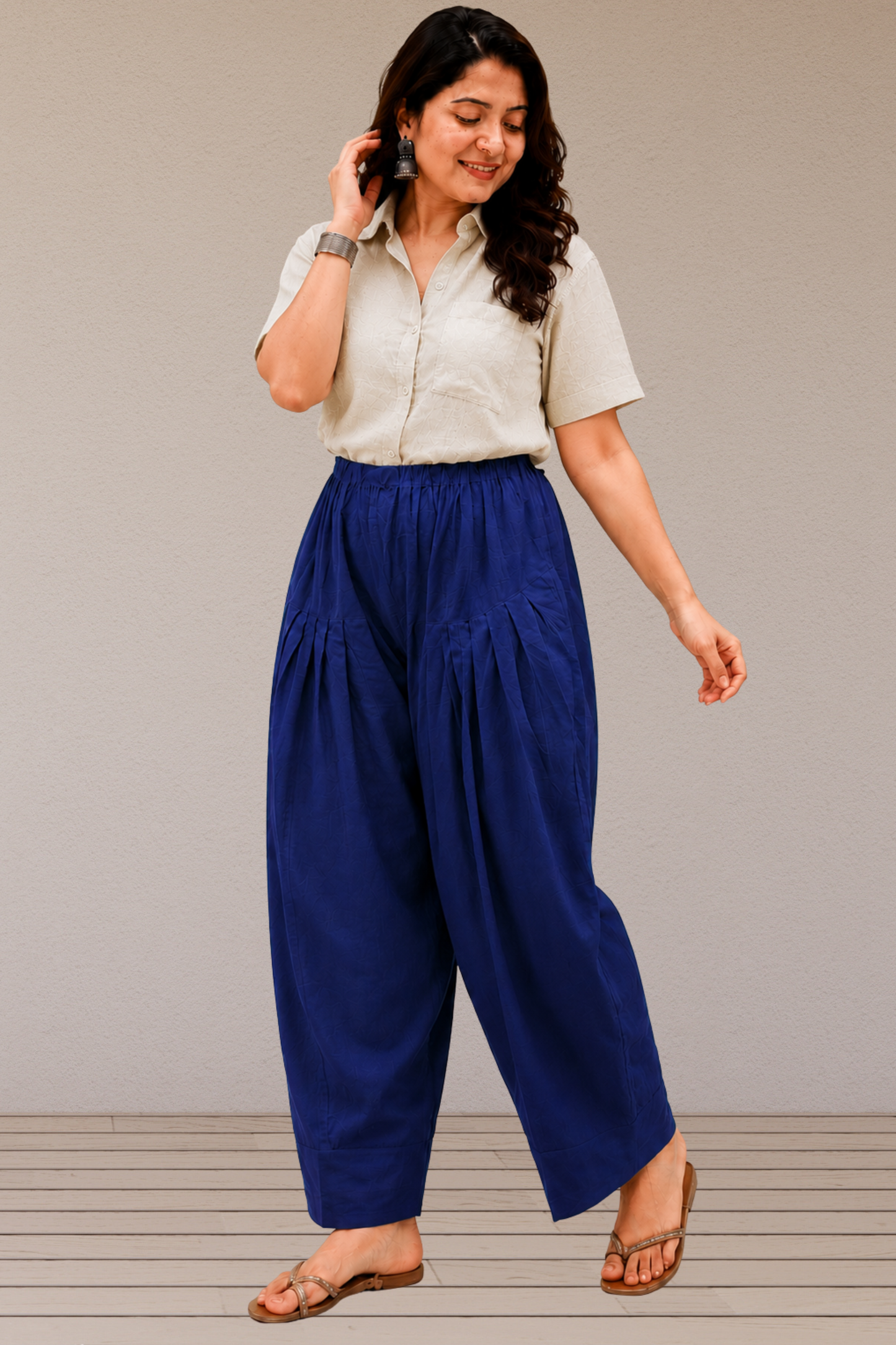 Royal Blue Cotton Farshi Salwar