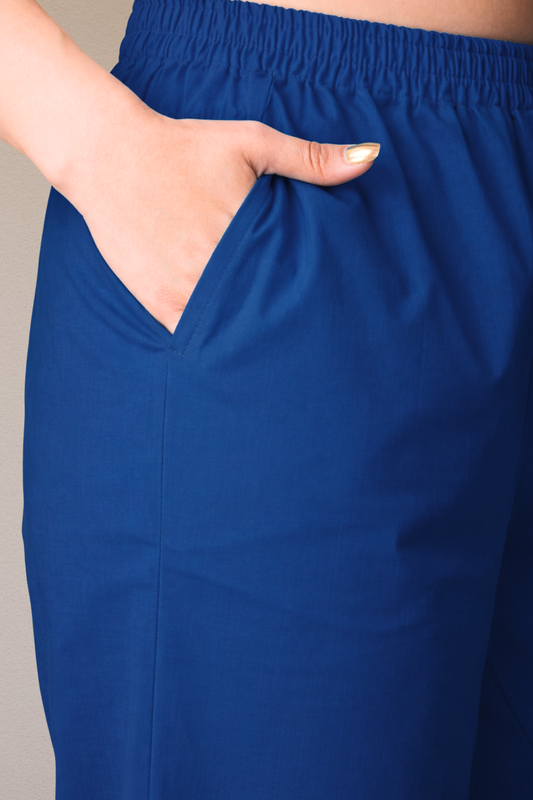 Royal Blue Cotton Kurti Pant