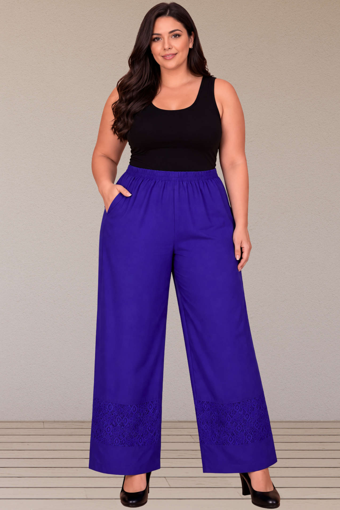 Royal Blue Detailed Cotton Palazzo